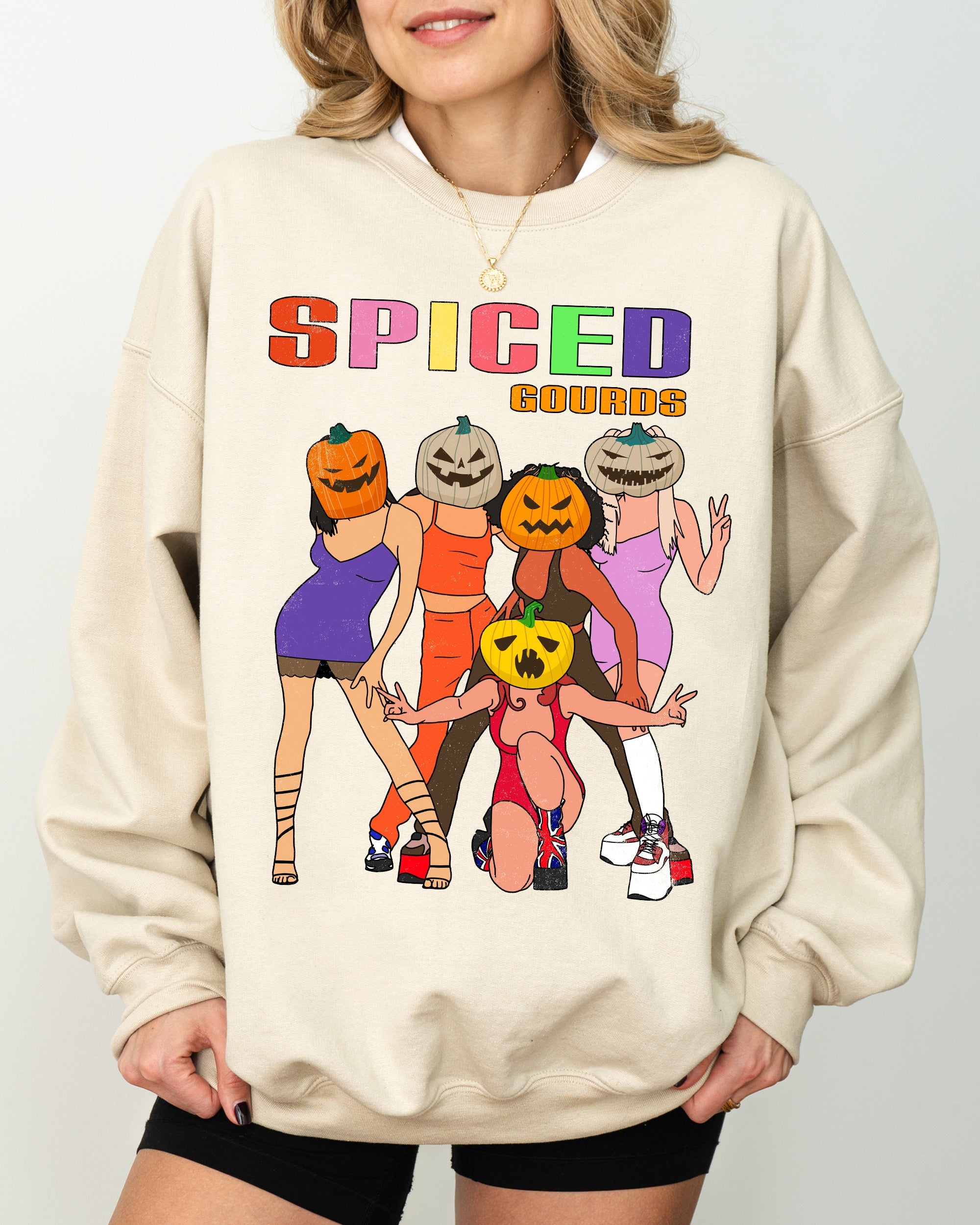 Spiced Gourds Skeleton Ghost Witch Skull Spooky Aesthetic Halloween Costume Sweatshirt