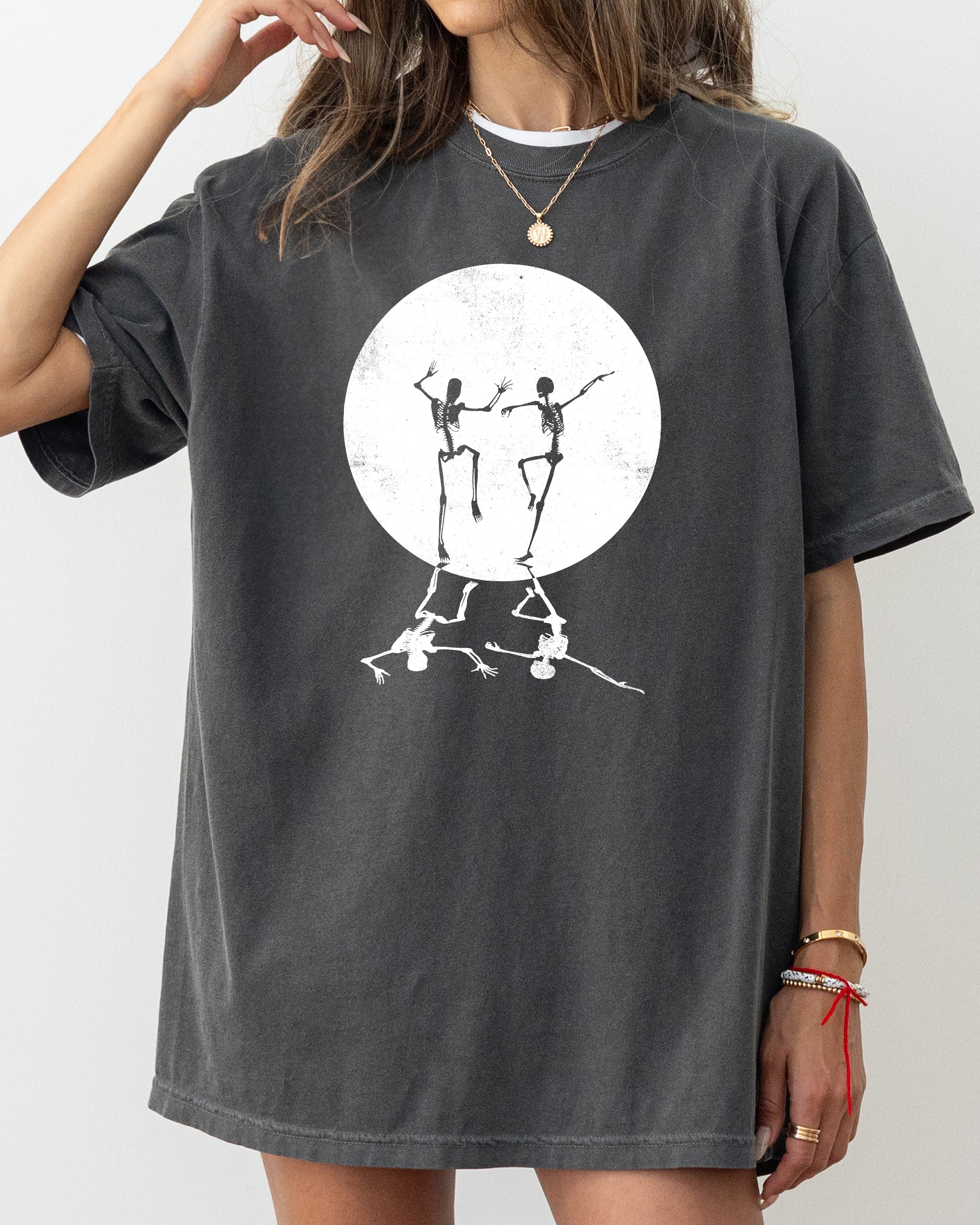 Dancing Skeletons Moon Ghost Witch Skull Spooky Halloween Costume Comfort Colors Tee
