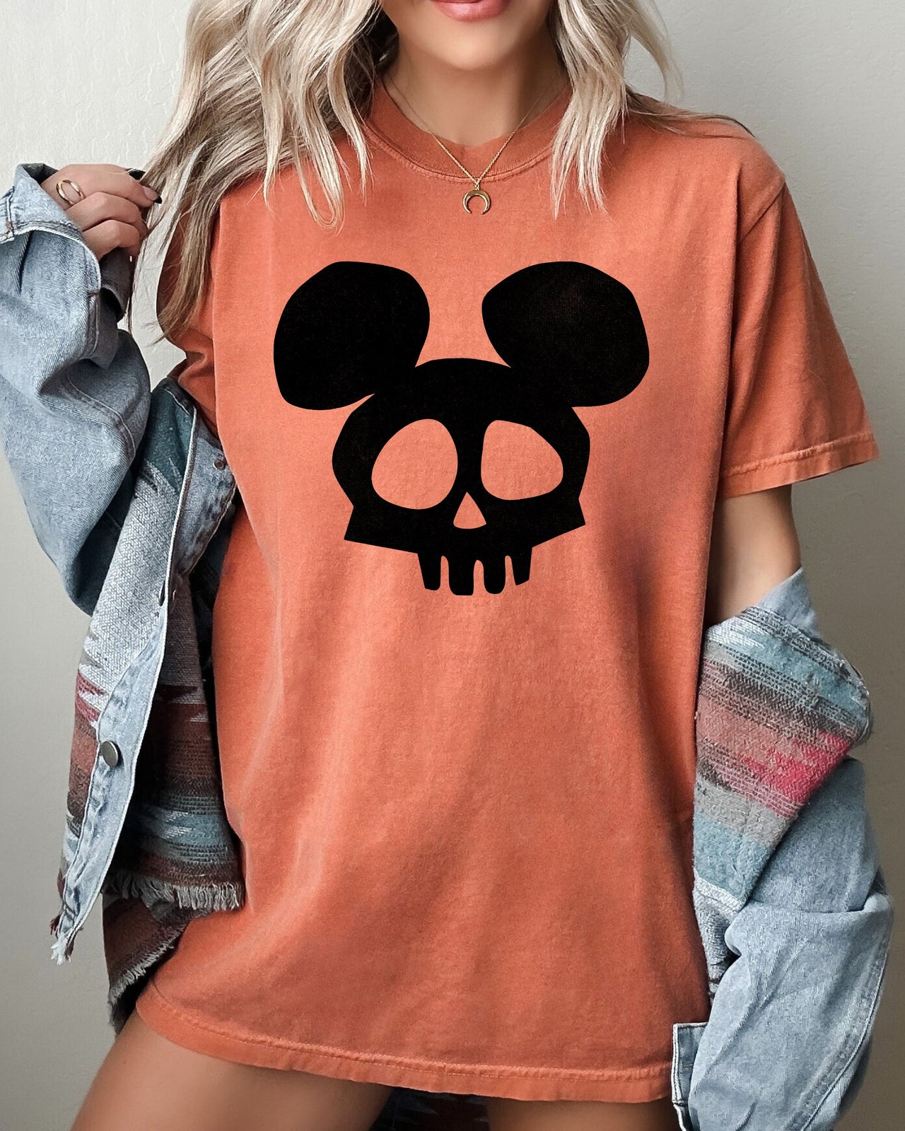 Mouse Ears Skeleton Ghost Witch Skull Spooky Meme Halloween Costume Comfort Colors Tee