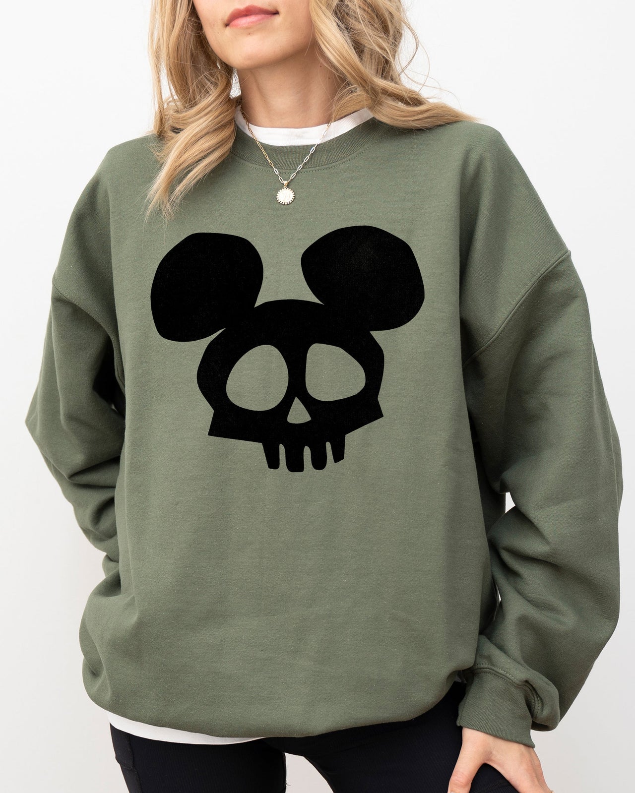 Mouse Ears Skeleton Ghost Witch Skull Spooky Aesthetic Meme Halloween Sweatshirt