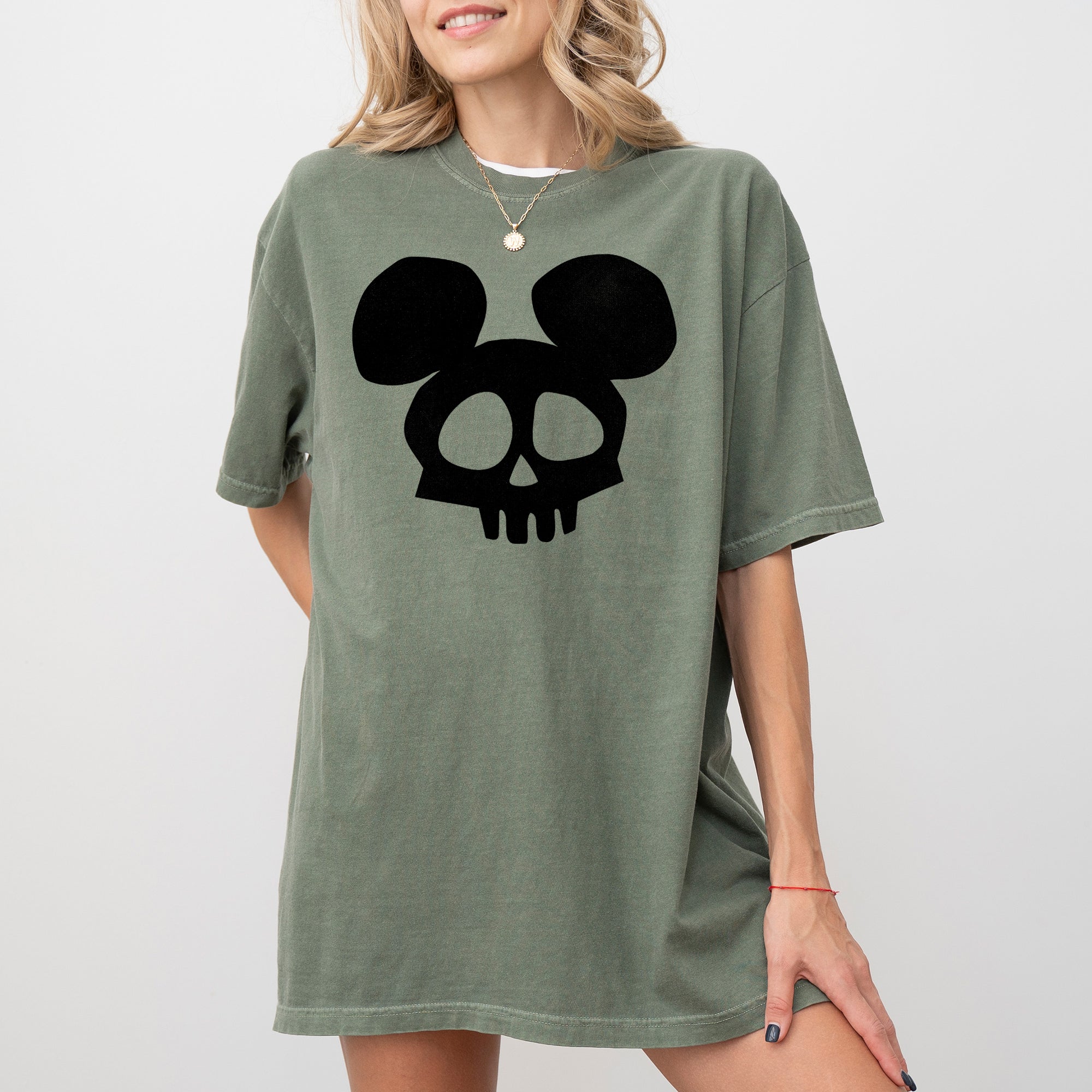 Mouse Ears Skeleton Ghost Witch Skull Spooky Meme Halloween Costume Comfort Colors Tee