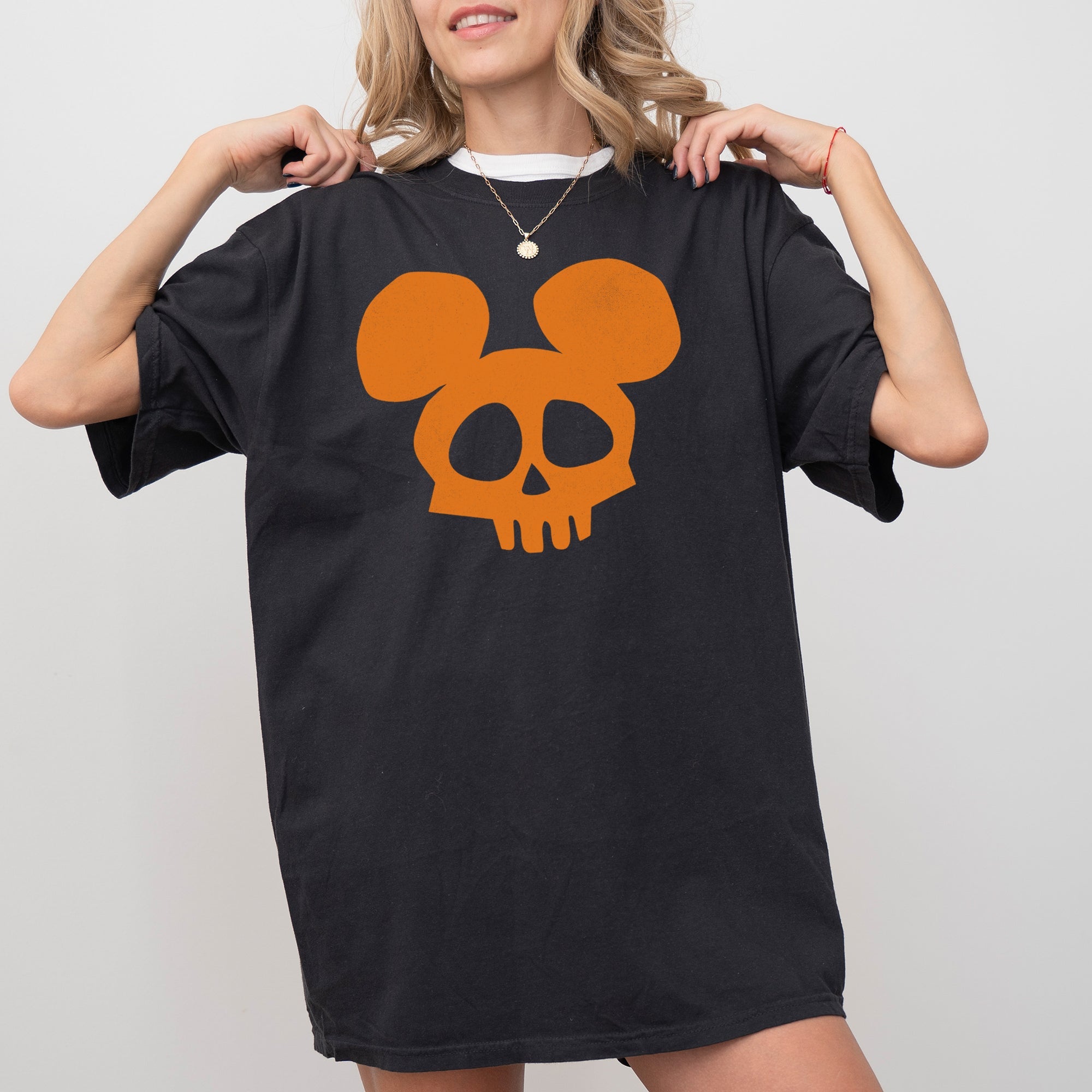 Mouse Ears Skeleton Ghost Witch Skull Spooky Meme Halloween Costume Comfort Colors Tee
