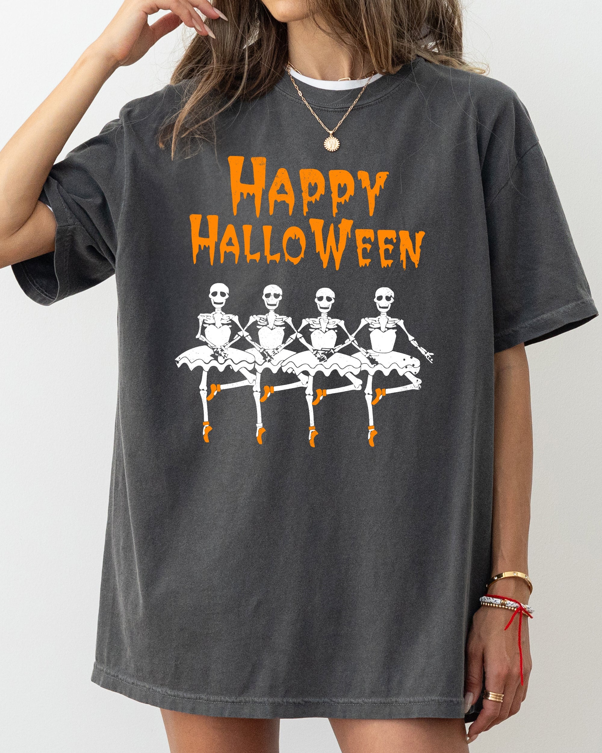 Happy Halloween Dancing Skeletons Ghost Witch Skull Spooky Meme Costume Comfort Colors Tee