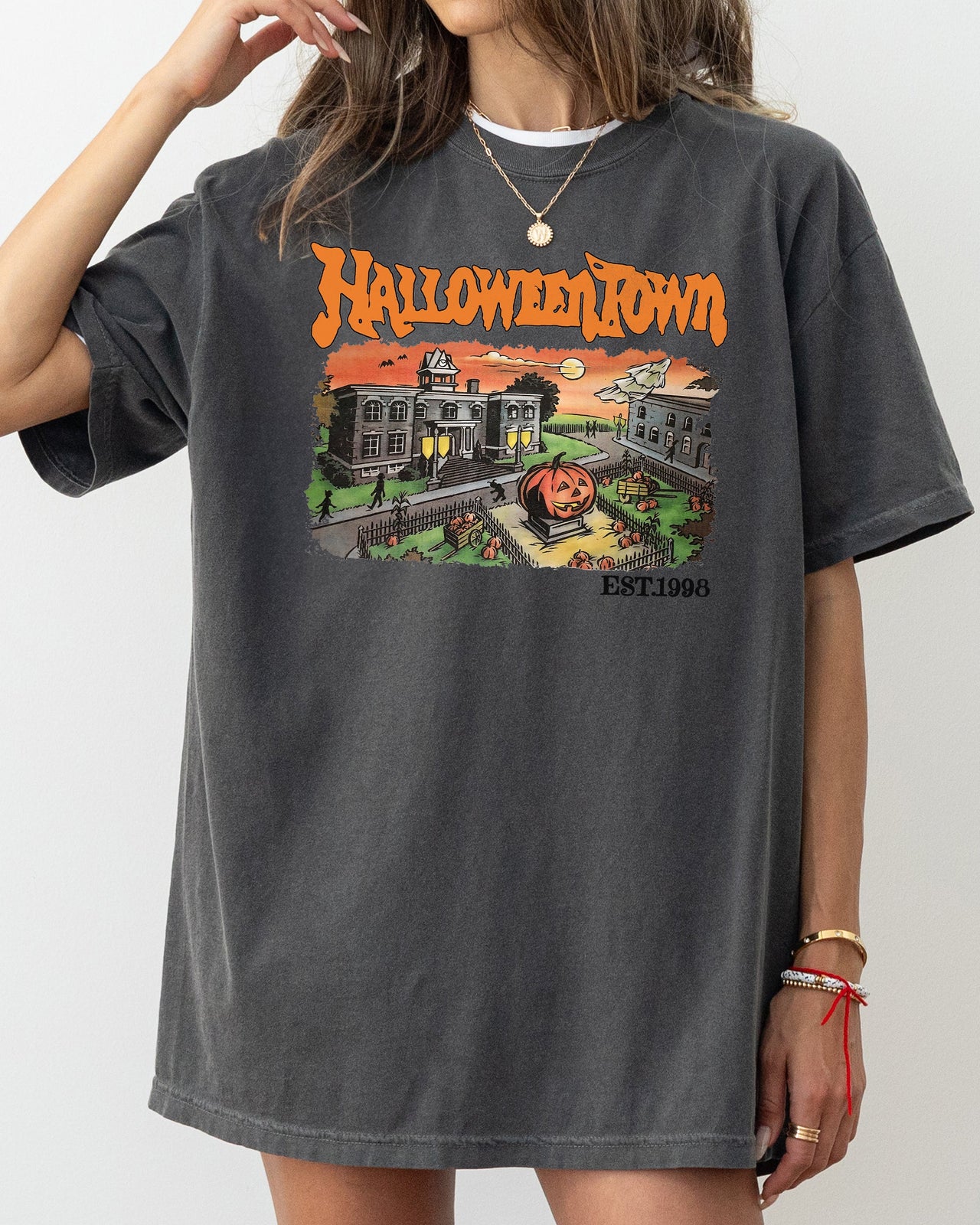 Halloweentown Horror Movie Skeleton Ghost Witch Skull Spooky Meme Halloween Costume Comfort Colors Tee