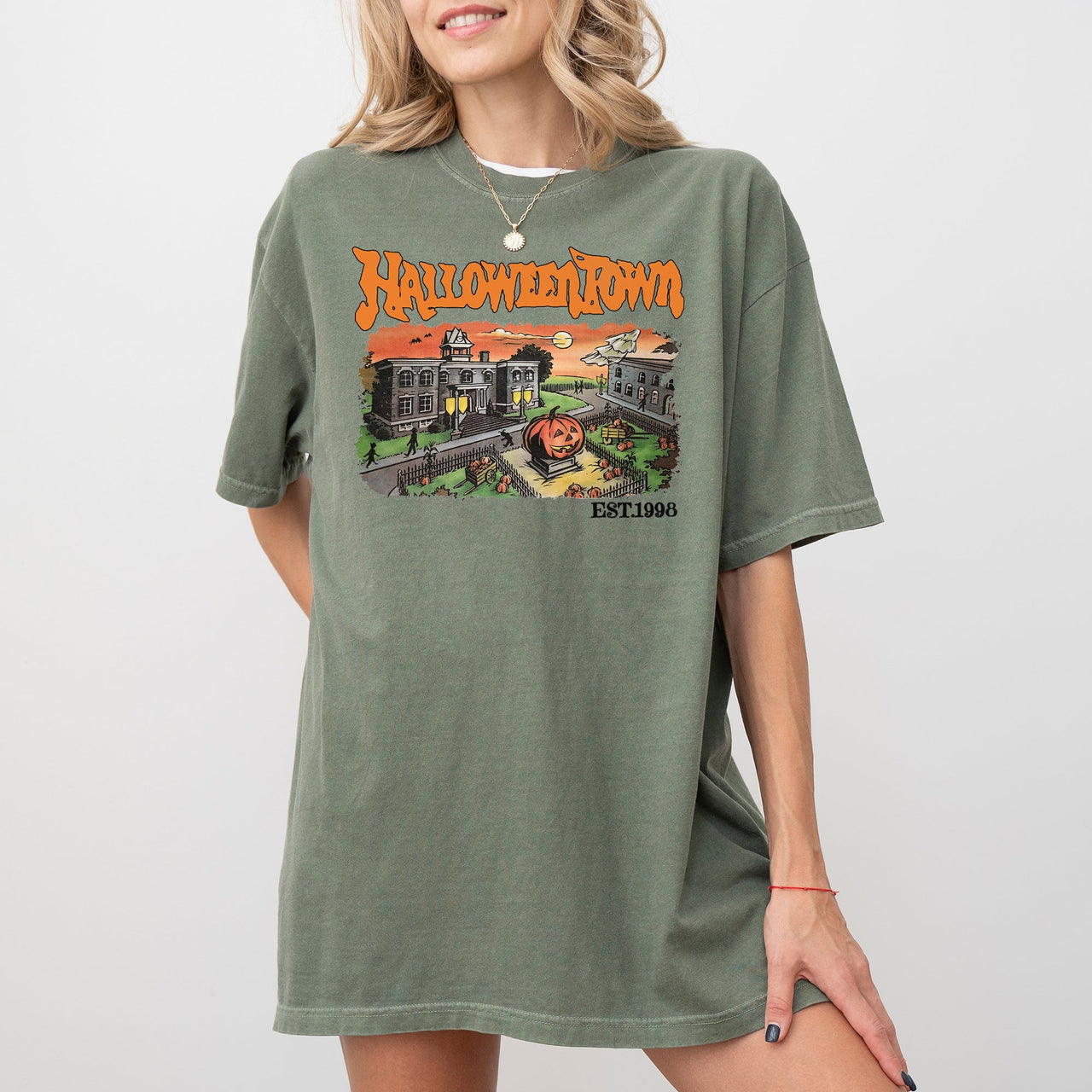 Halloweentown Horror Movie Skeleton Ghost Witch Skull Spooky Meme Halloween Costume Comfort Colors Tee