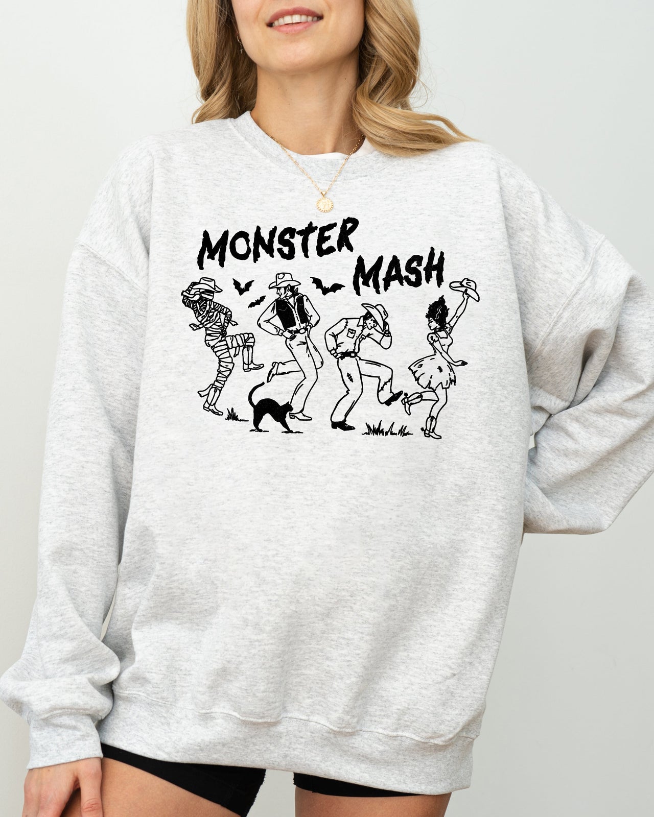 Monster Mash Skeleton Ghost Witch Skull Spooky Aesthetic Meme Halloween Costume Sweatshirt