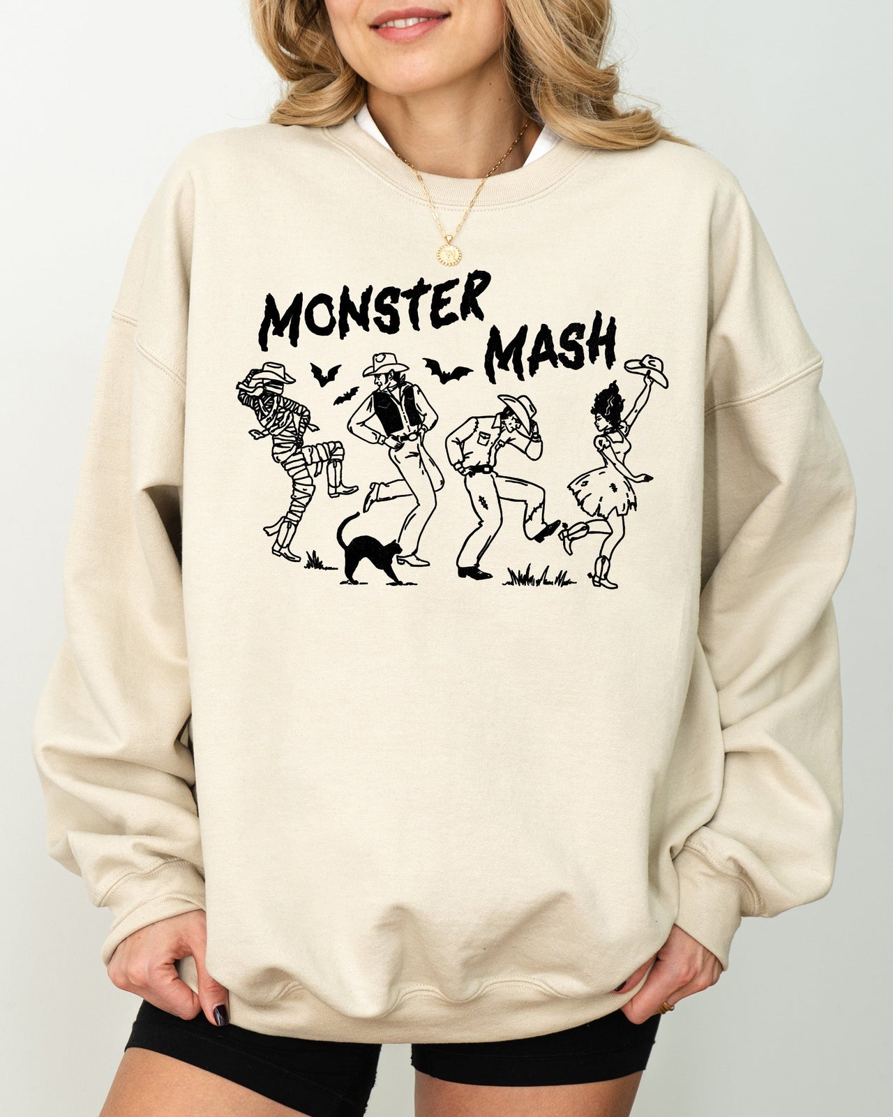 Monster Mash Skeleton Ghost Witch Skull Spooky Aesthetic Meme Halloween Costume Sweatshirt