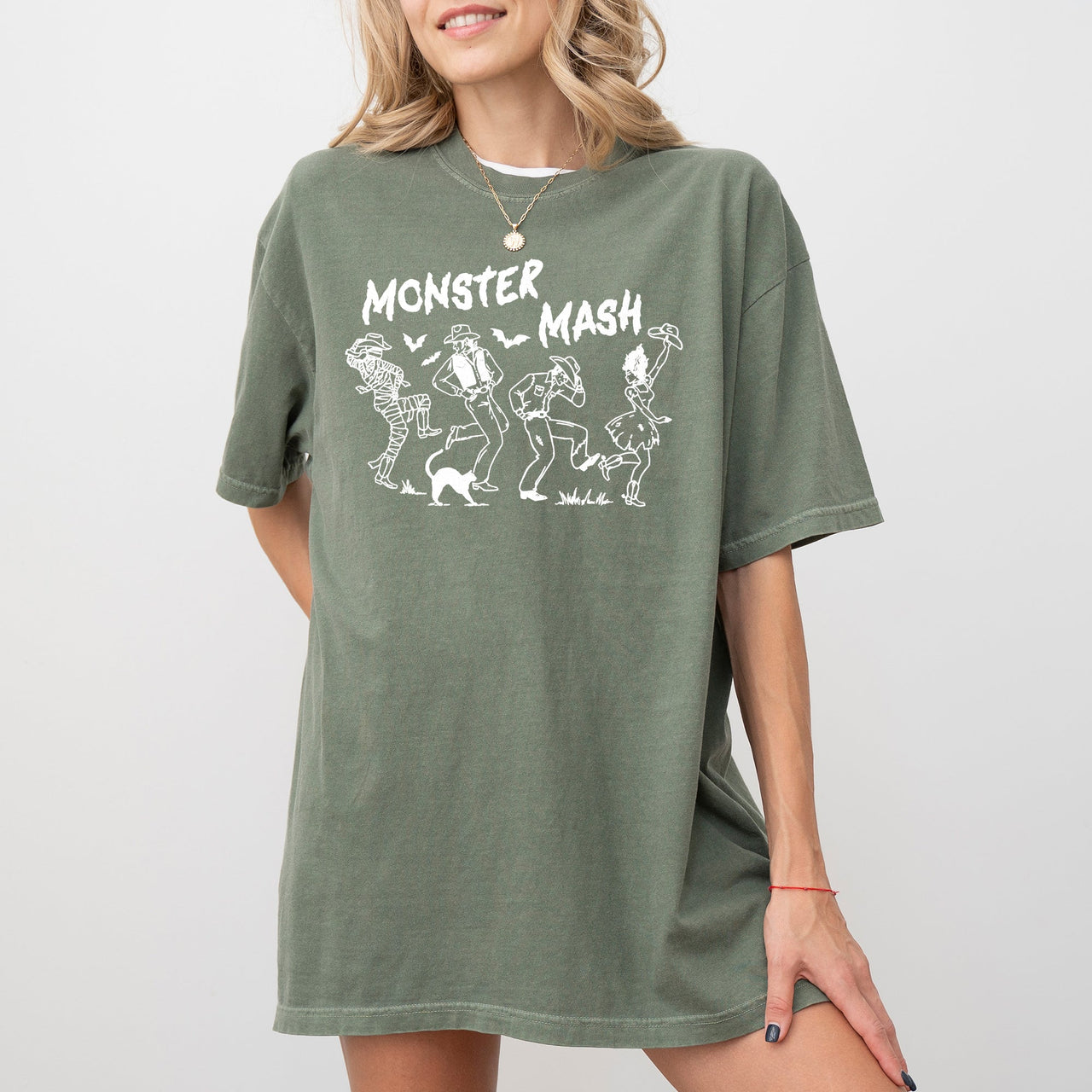 Monster Mash Skeleton Ghost Witch Skull Spooky Aesthetic Meme Halloween Costume Comfort Colors Tee