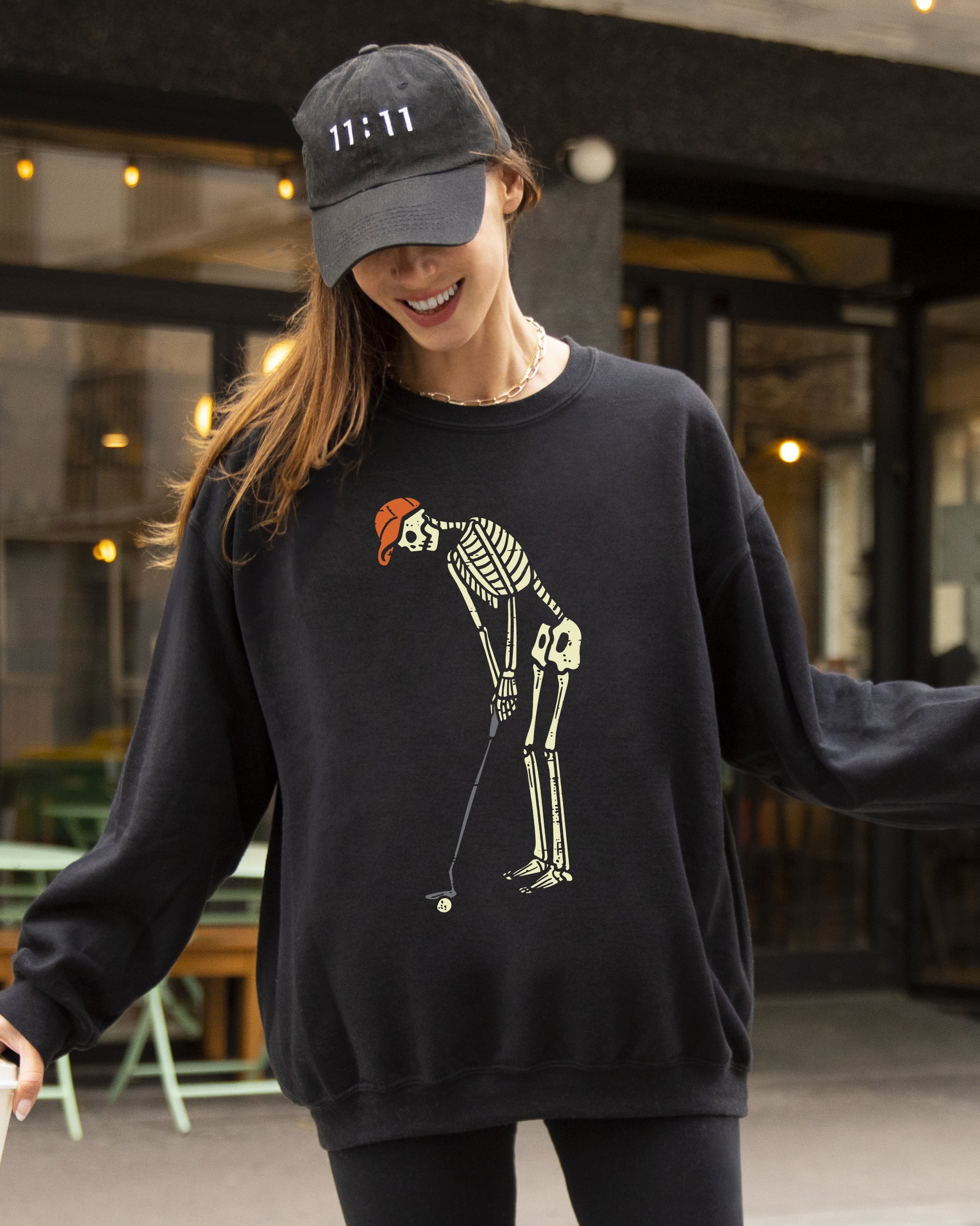 Golf Player Skeleton Ghost Witch Skull Spooky Aesthetic Meme Halloween Costume Sweatshirt