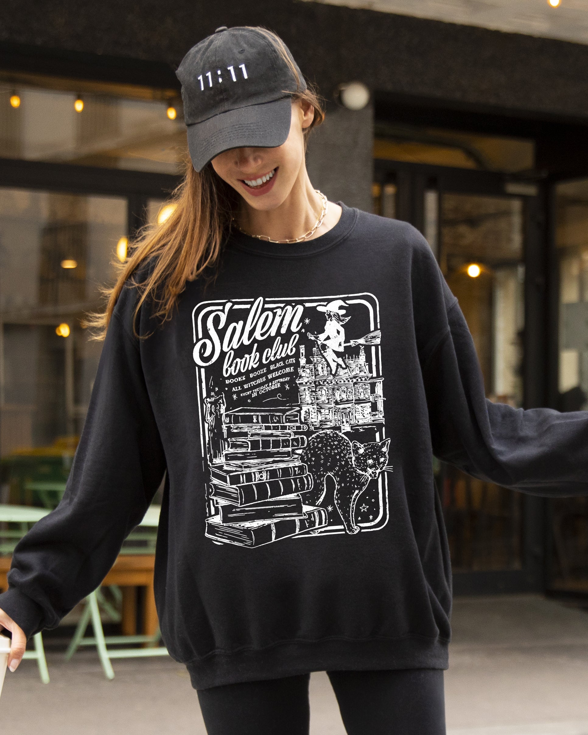 Salem Book Club Spooky Skeleton Ghost Witch Skull Aesthetic Meme Halloween Costume Sweatshirt