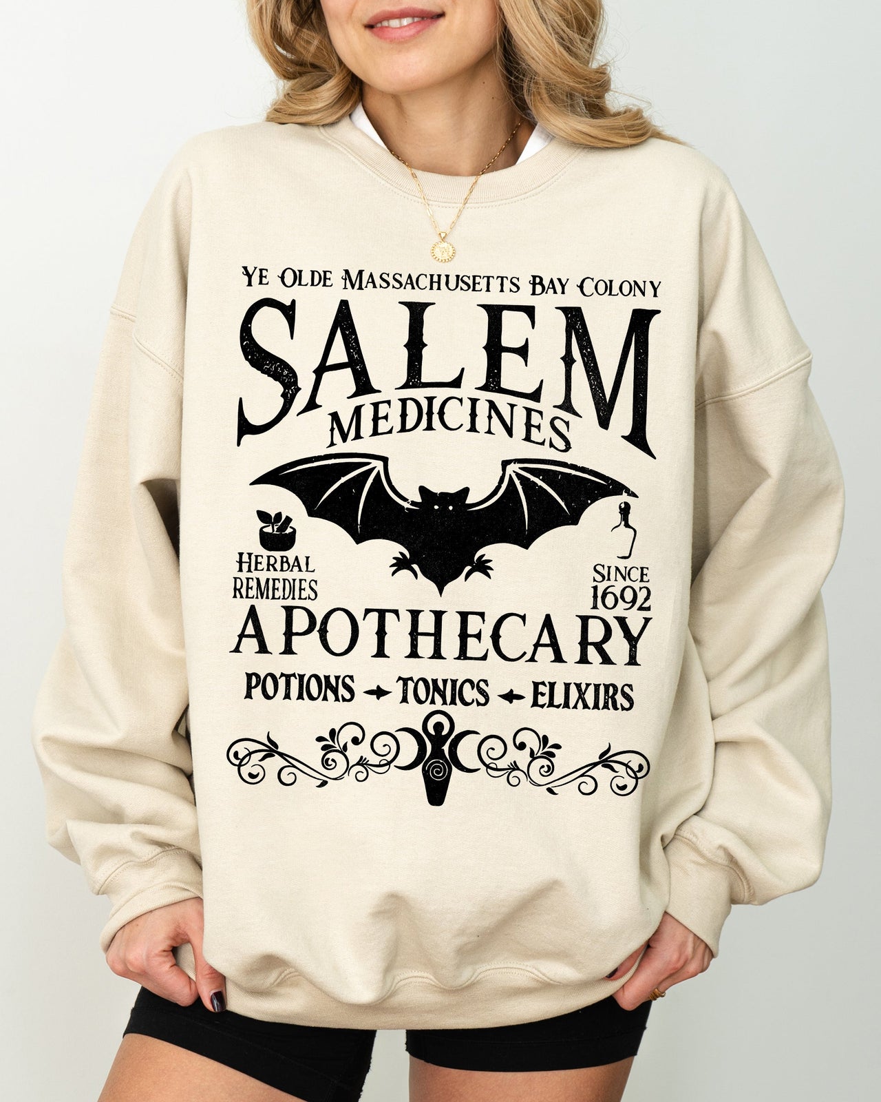 Salem Medicines Spooky Skeleton Ghost Witch Skull Meme Aesthetic Halloween Costume Sweatshirt
