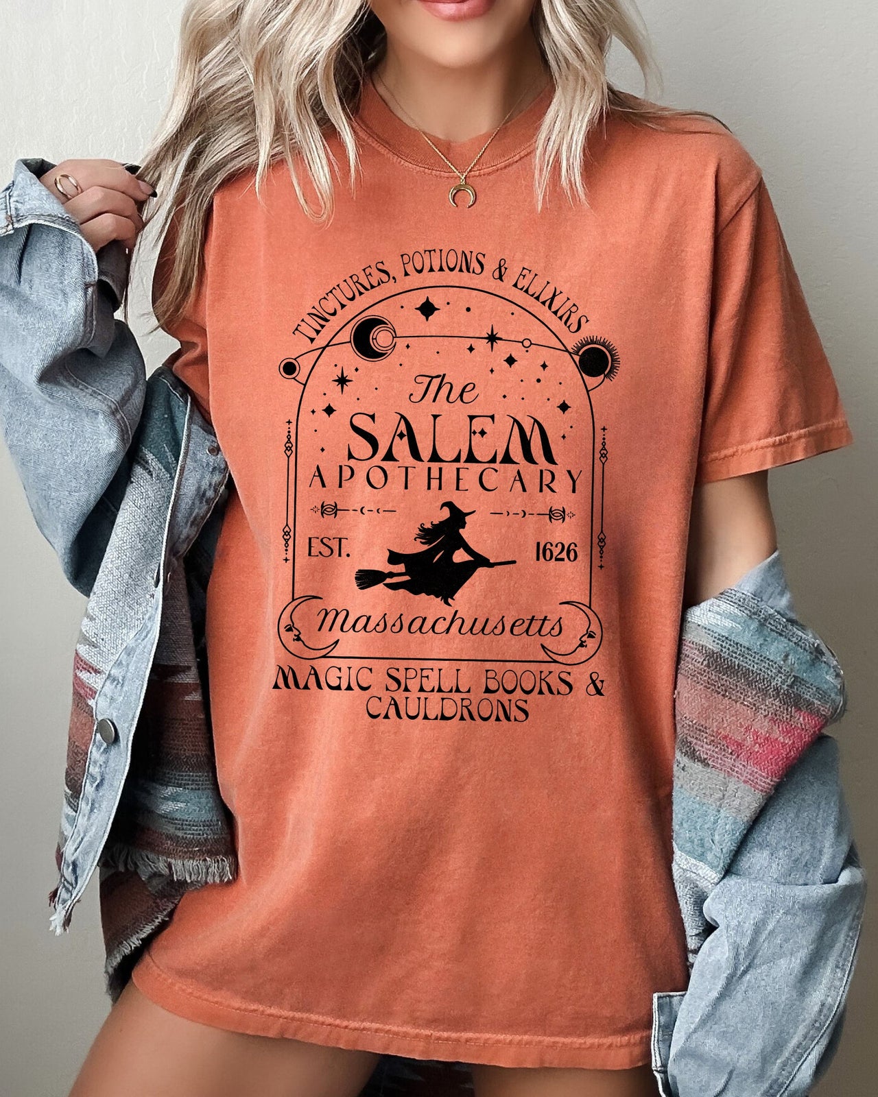 The Salem Apothecary Spooky Skeleton Ghost Witch Skull Halloween Costume Comfort Colors Tee
