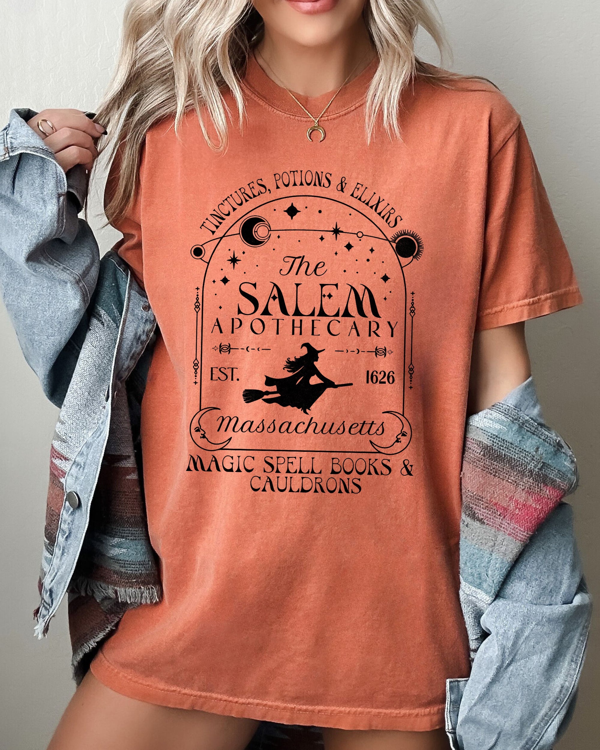 The Salem Apothecary Spooky Skeleton Ghost Witch Skull Halloween Costume Comfort Colors Tee