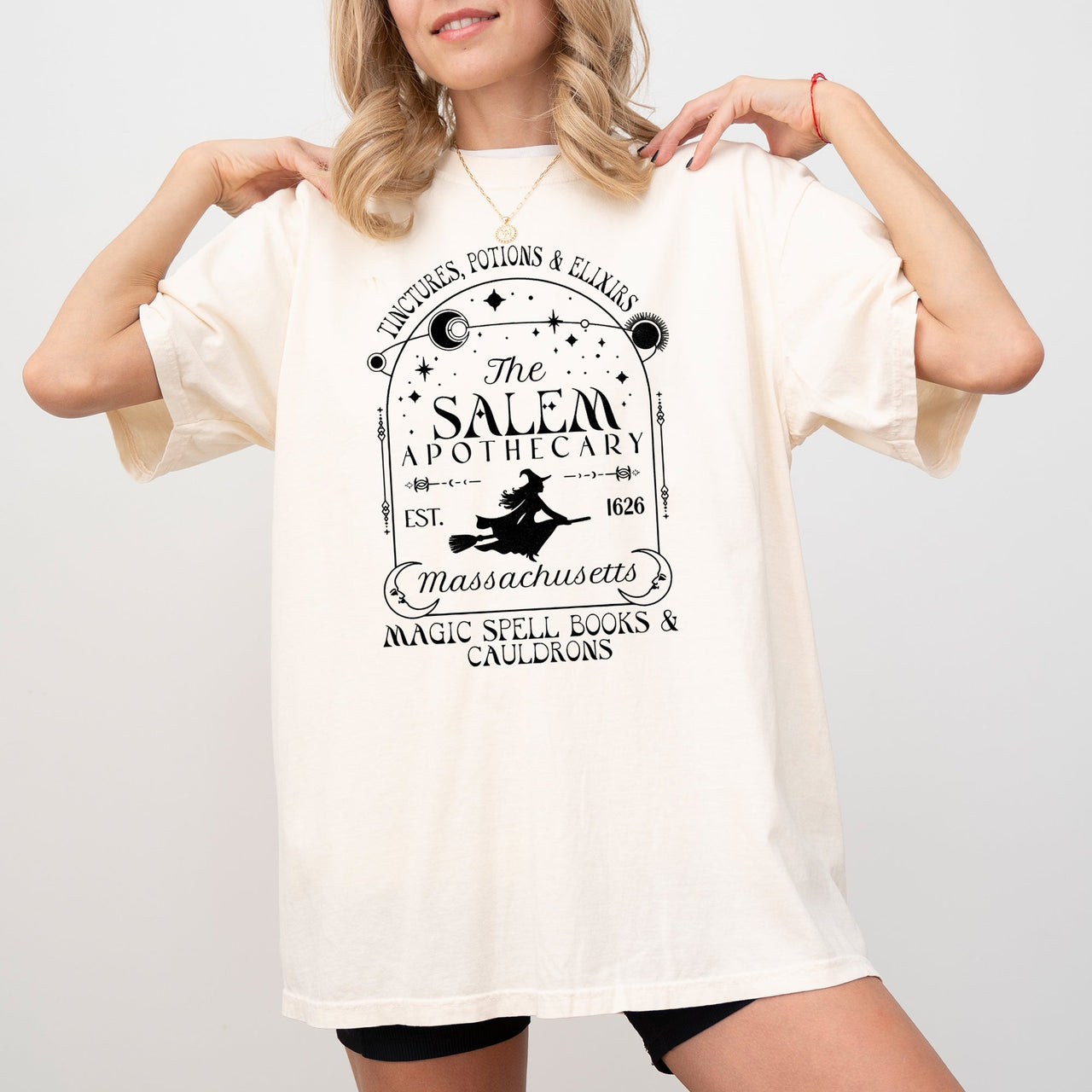 The Salem Apothecary Spooky Skeleton Ghost Witch Skull Halloween Costume Comfort Colors Tee