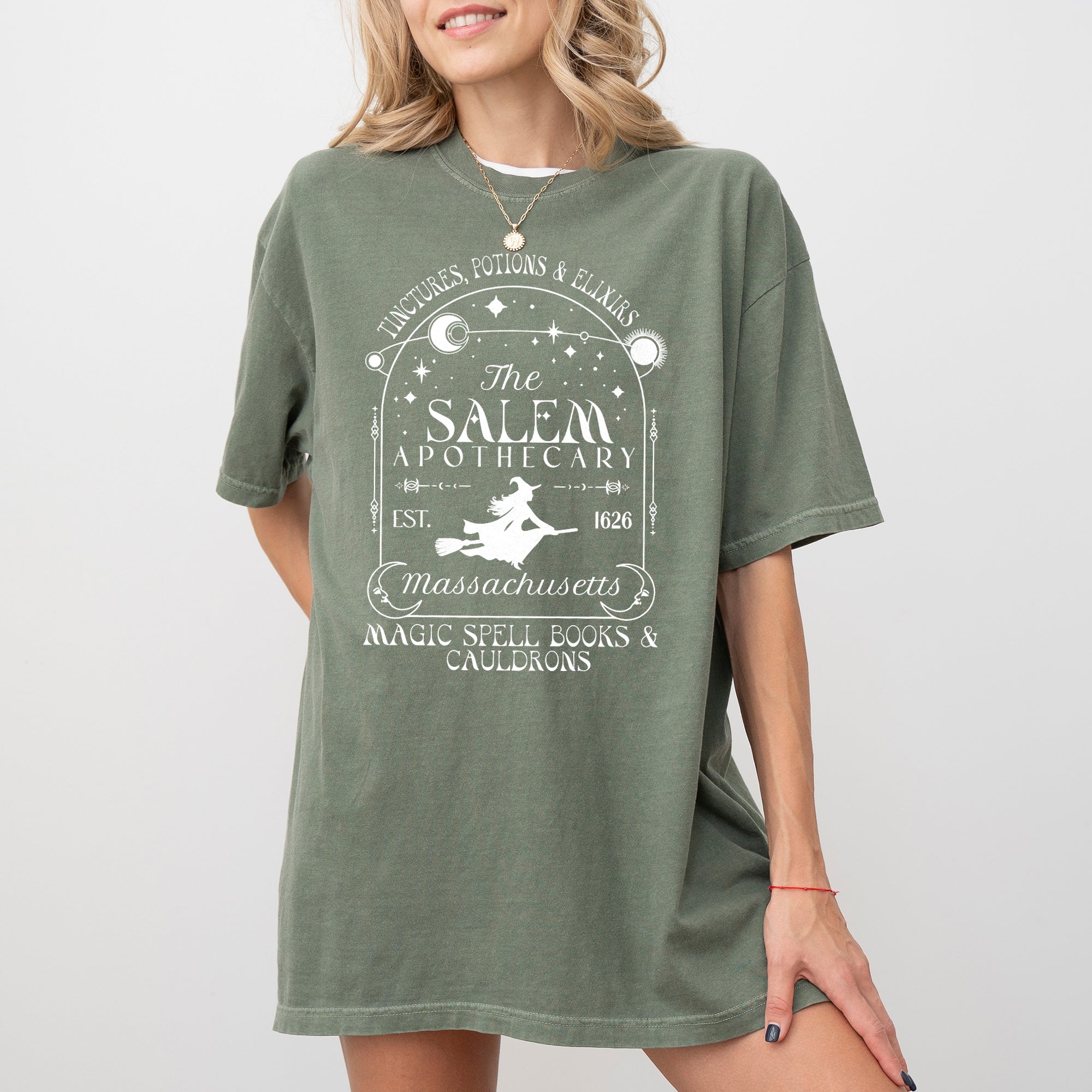 The Salem Apothecary Spooky Skeleton Ghost Witch Skull Halloween Costume Comfort Colors Tee