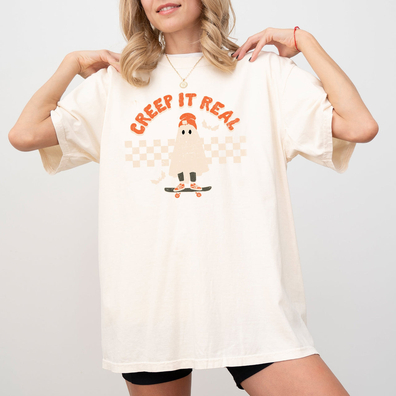 Creep It Real Ghost Retro Spooky Skeleton Witch Skull Halloween Meme Comfort Colors Tee