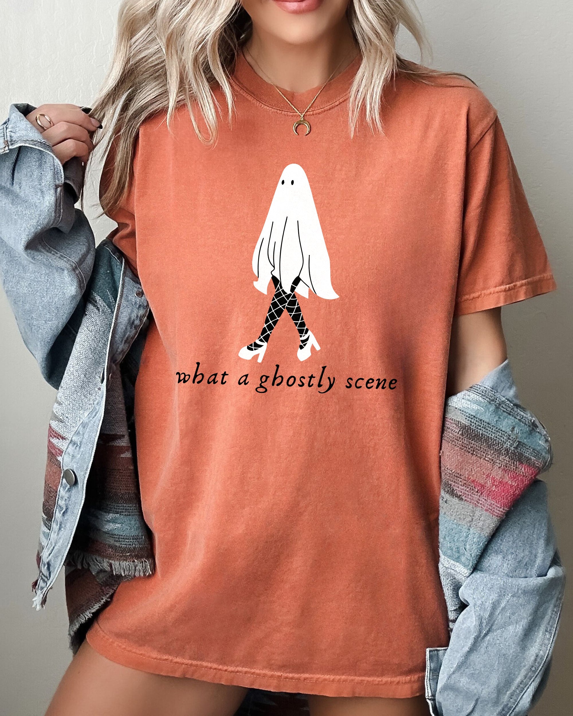 What A Ghostly Scene Spooky Skeleton Ghost Witch Skull Meme Halloween Costume Comfort Colors Tee