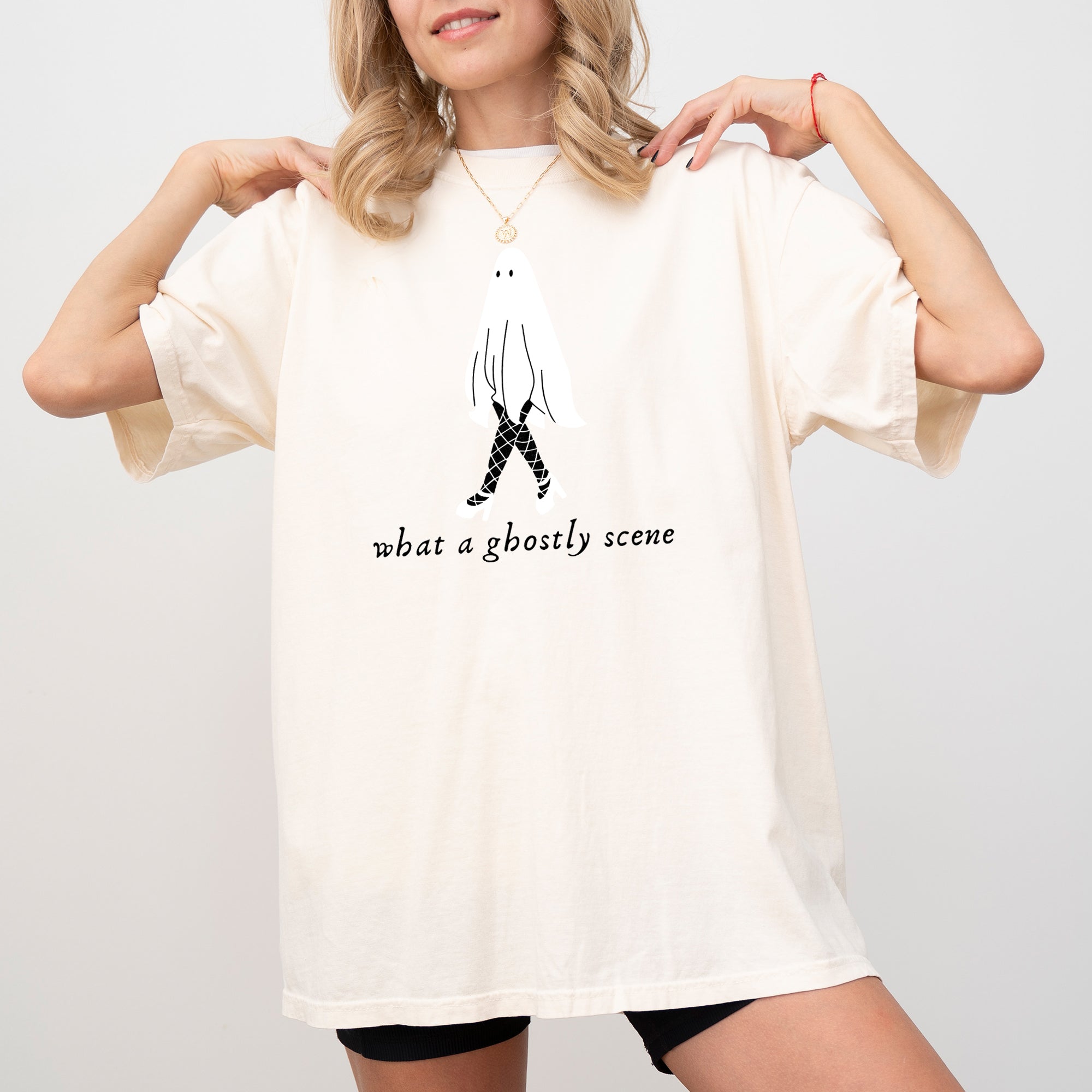 What A Ghostly Scene Spooky Skeleton Ghost Witch Skull Meme Halloween Costume Comfort Colors Tee