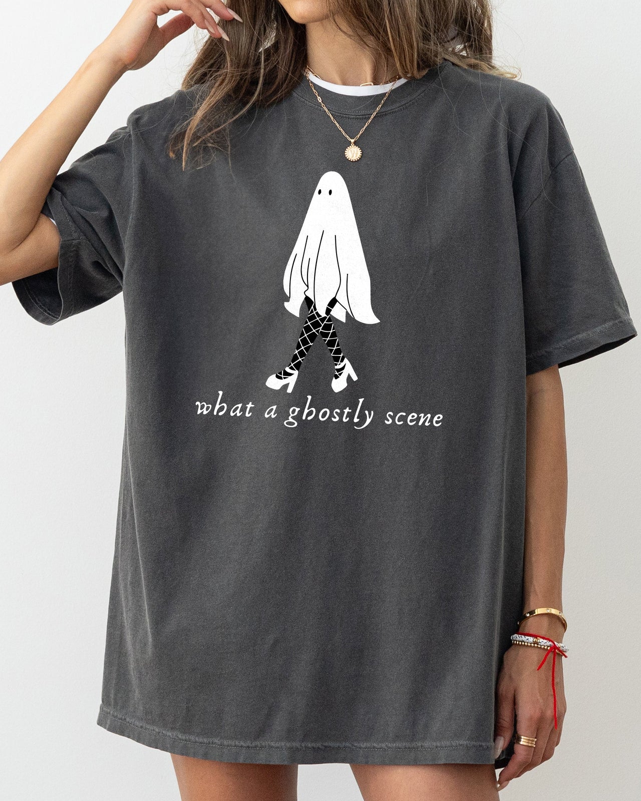 What A Ghostly Scene Spooky Skeleton Ghost Witch Skull Meme Halloween Costume Comfort Colors Tee