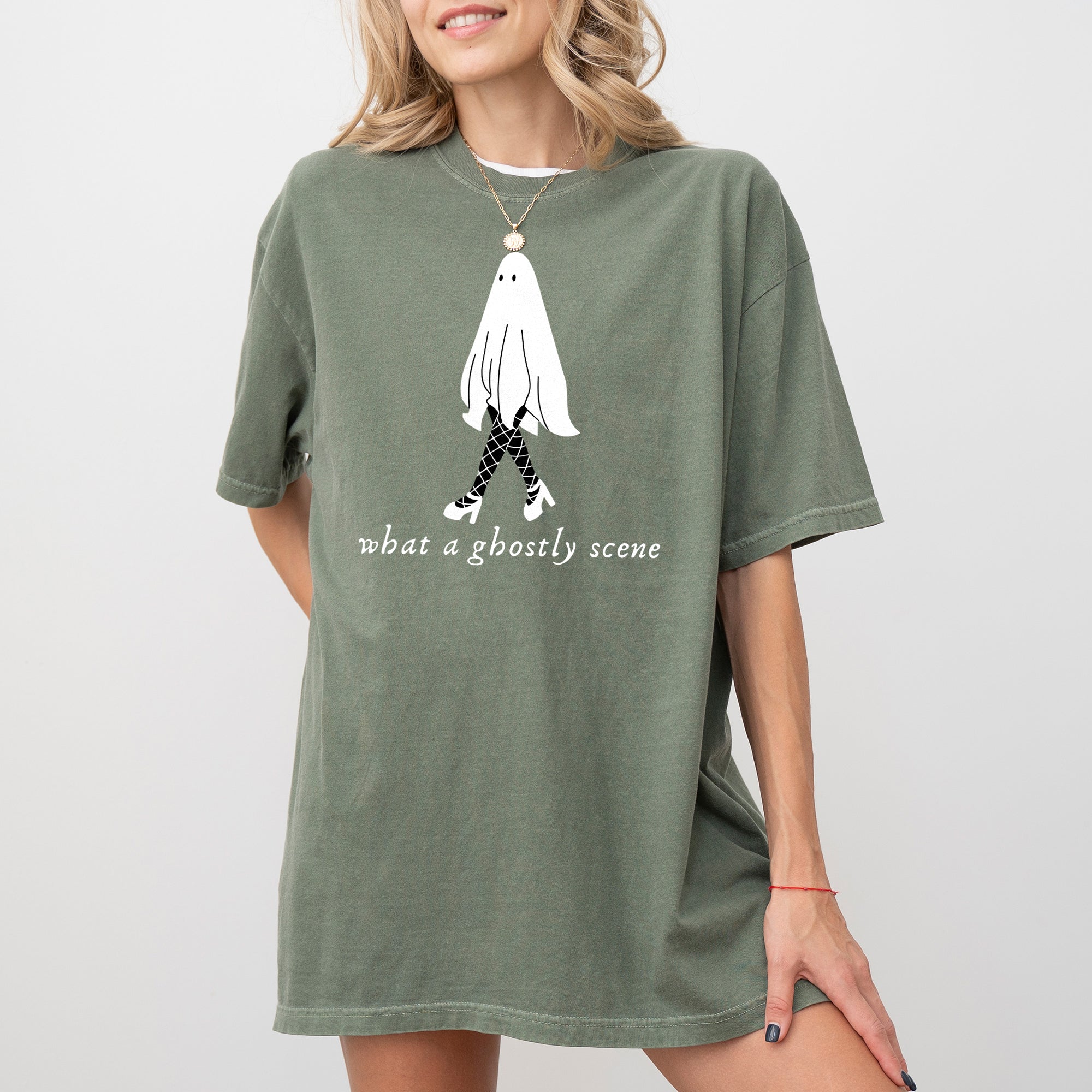 What A Ghostly Scene Spooky Skeleton Ghost Witch Skull Meme Halloween Costume Comfort Colors Tee