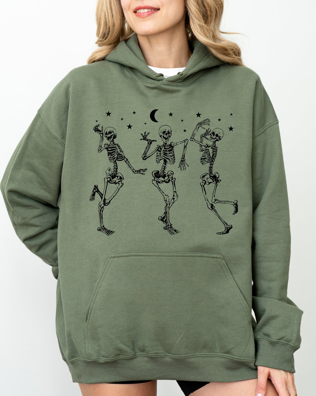 Dancing Skeletons Stars Spooky Ghost Witch Skull Aesthetic Meme Halloween Hoodie