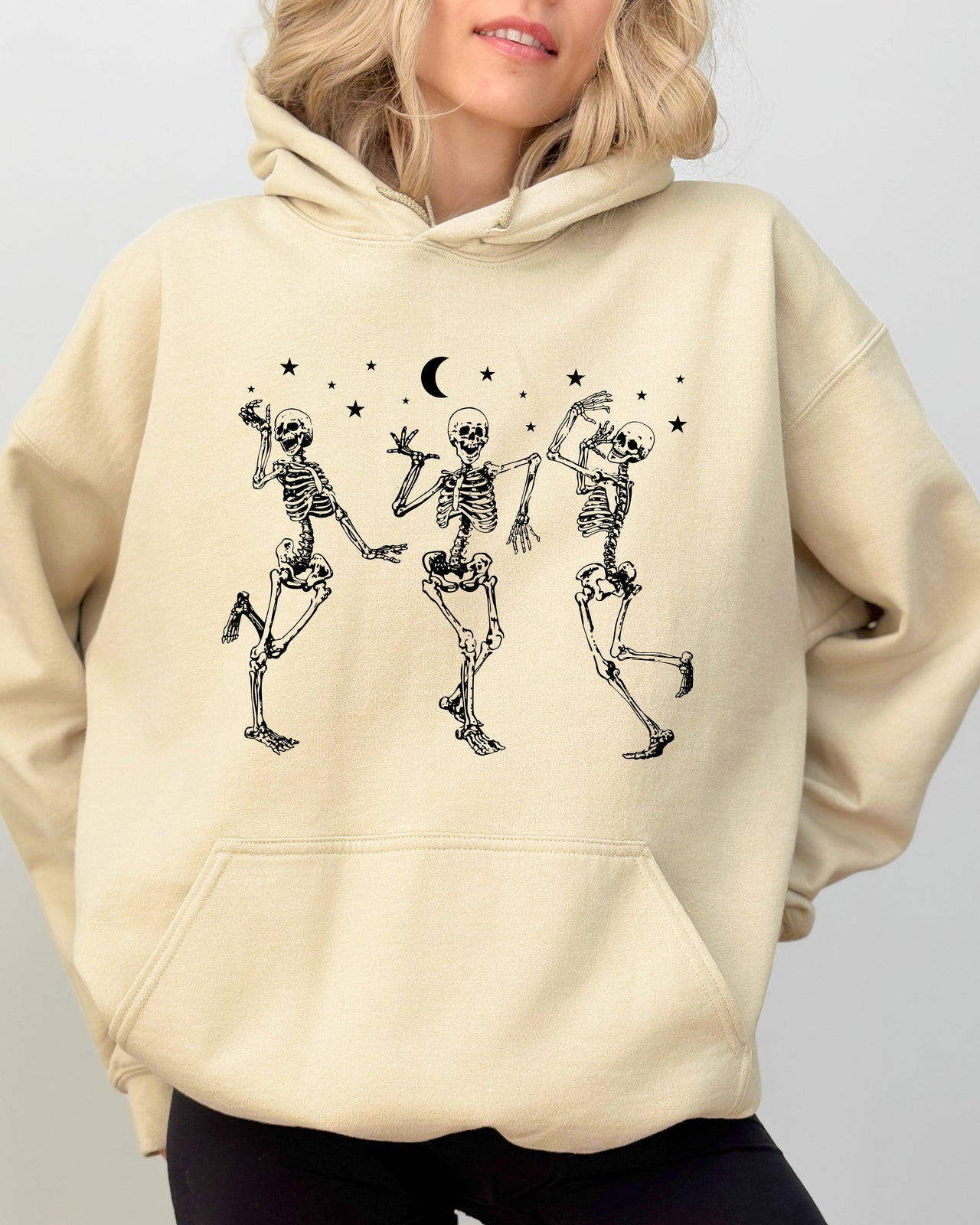 Dancing Skeletons Stars Spooky Ghost Witch Skull Aesthetic Meme Halloween Hoodie