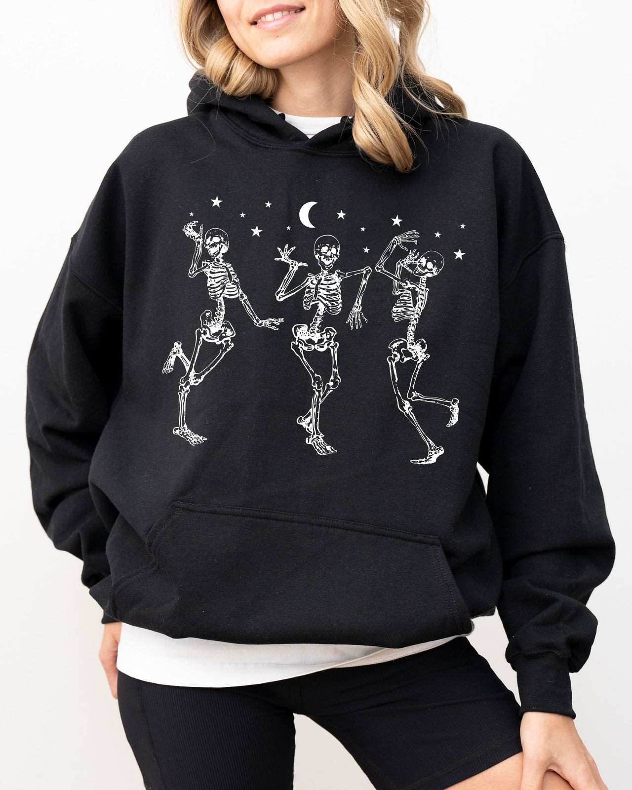 Dancing Skeletons Stars Spooky Ghost Witch Skull Aesthetic Meme Halloween Hoodie