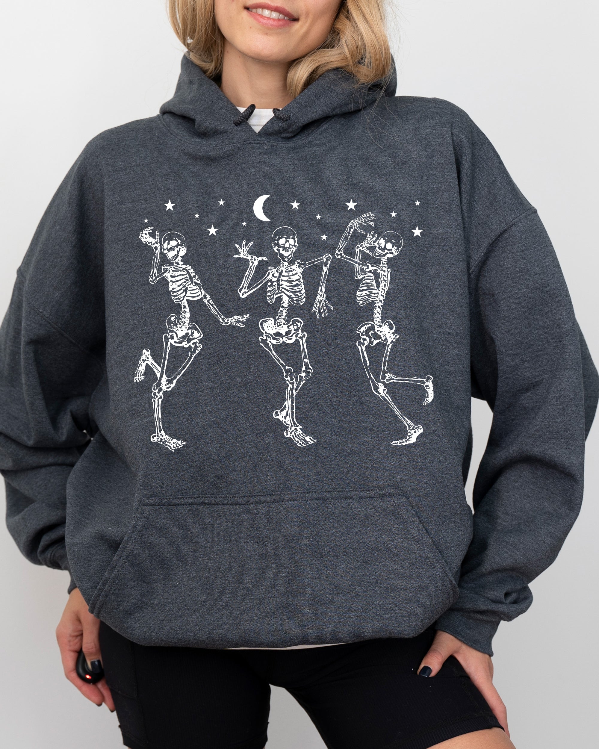 Dancing Skeletons Stars Spooky Ghost Witch Skull Aesthetic Meme Halloween Hoodie