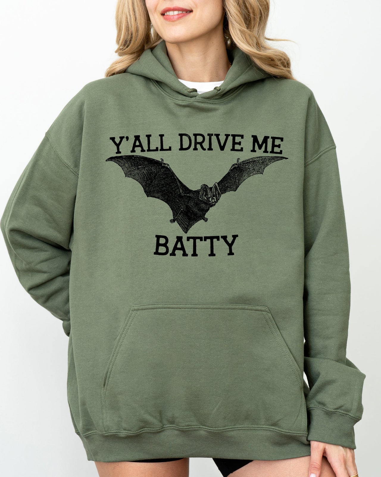 Y'All Drive Me Batty Spooky Bat Ghost Witch Skull Aesthetic Meme Halloween Hoodie