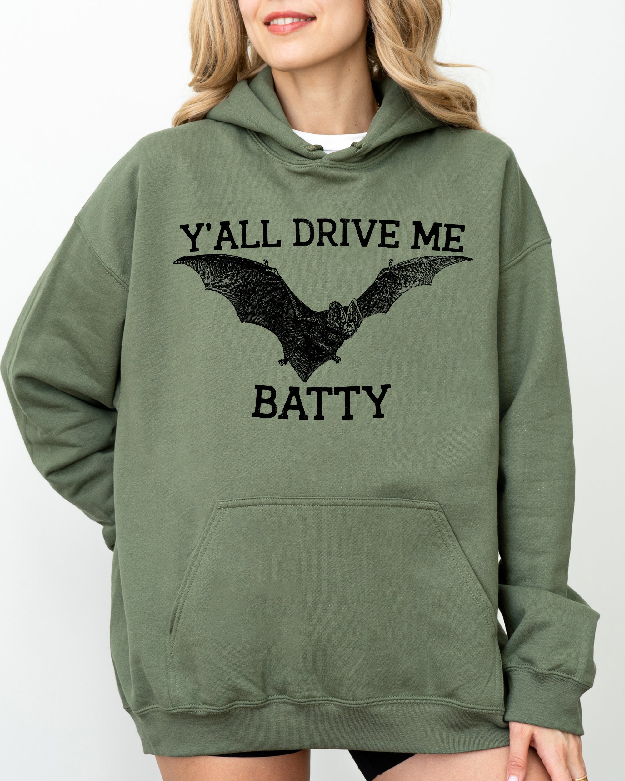 Y'All Drive Me Batty Spooky Bat Ghost Witch Skull Aesthetic Meme Halloween Hoodie