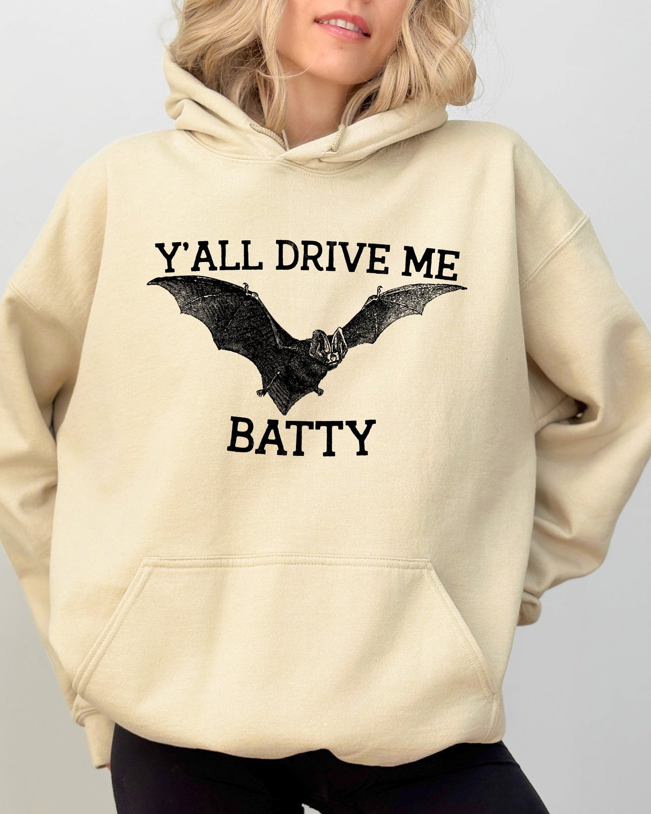 Y'All Drive Me Batty Spooky Bat Ghost Witch Skull Aesthetic Meme Halloween Hoodie