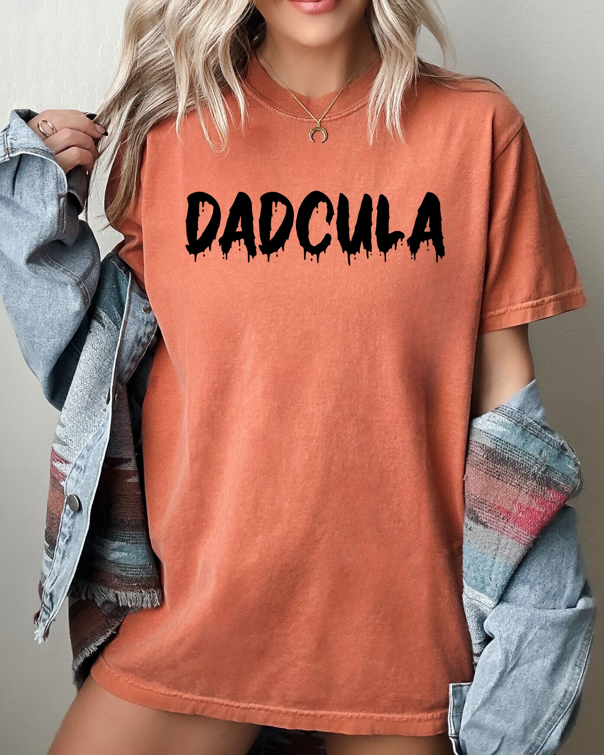 Dadcula Spooky Bat Ghost Witch Skull Halloween Meme Design Iconic Comfort Colors Tee