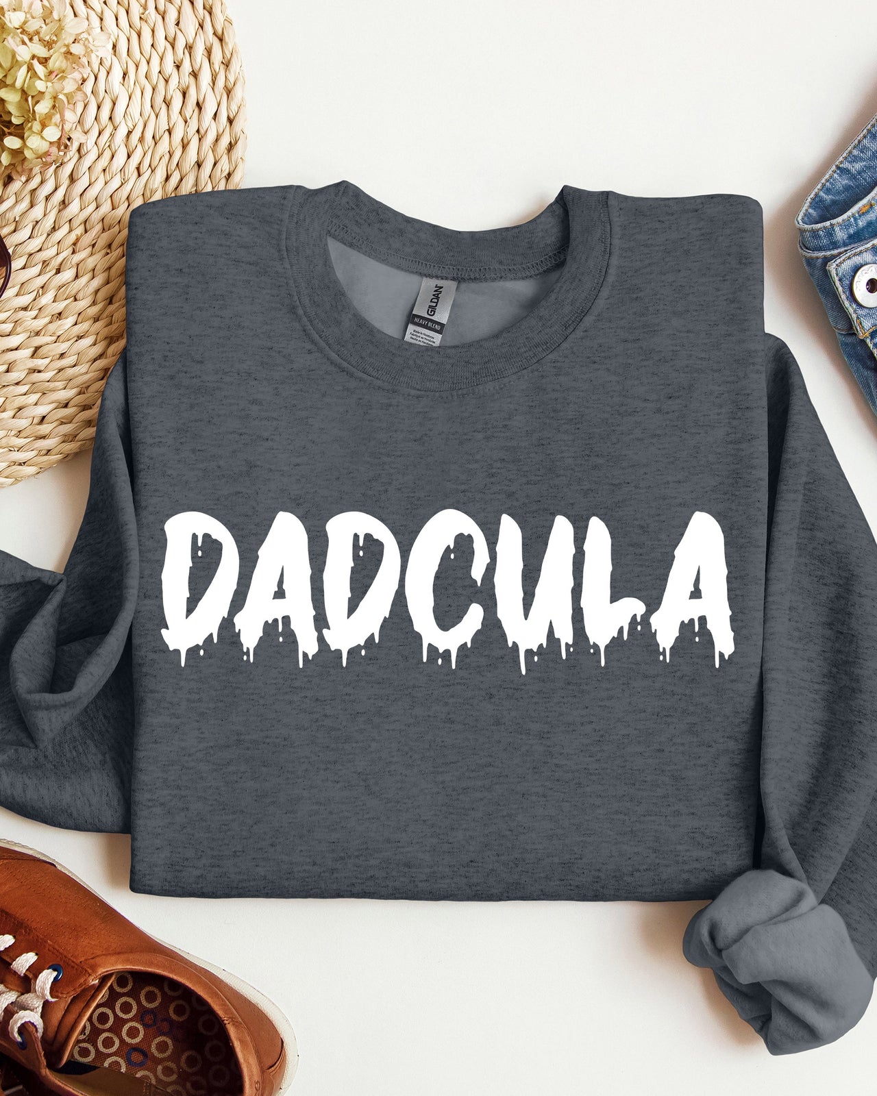 Dadcula Spooky Bat Ghost Witch Skull Aesthetic Meme Halloween Costume Sweatshirt