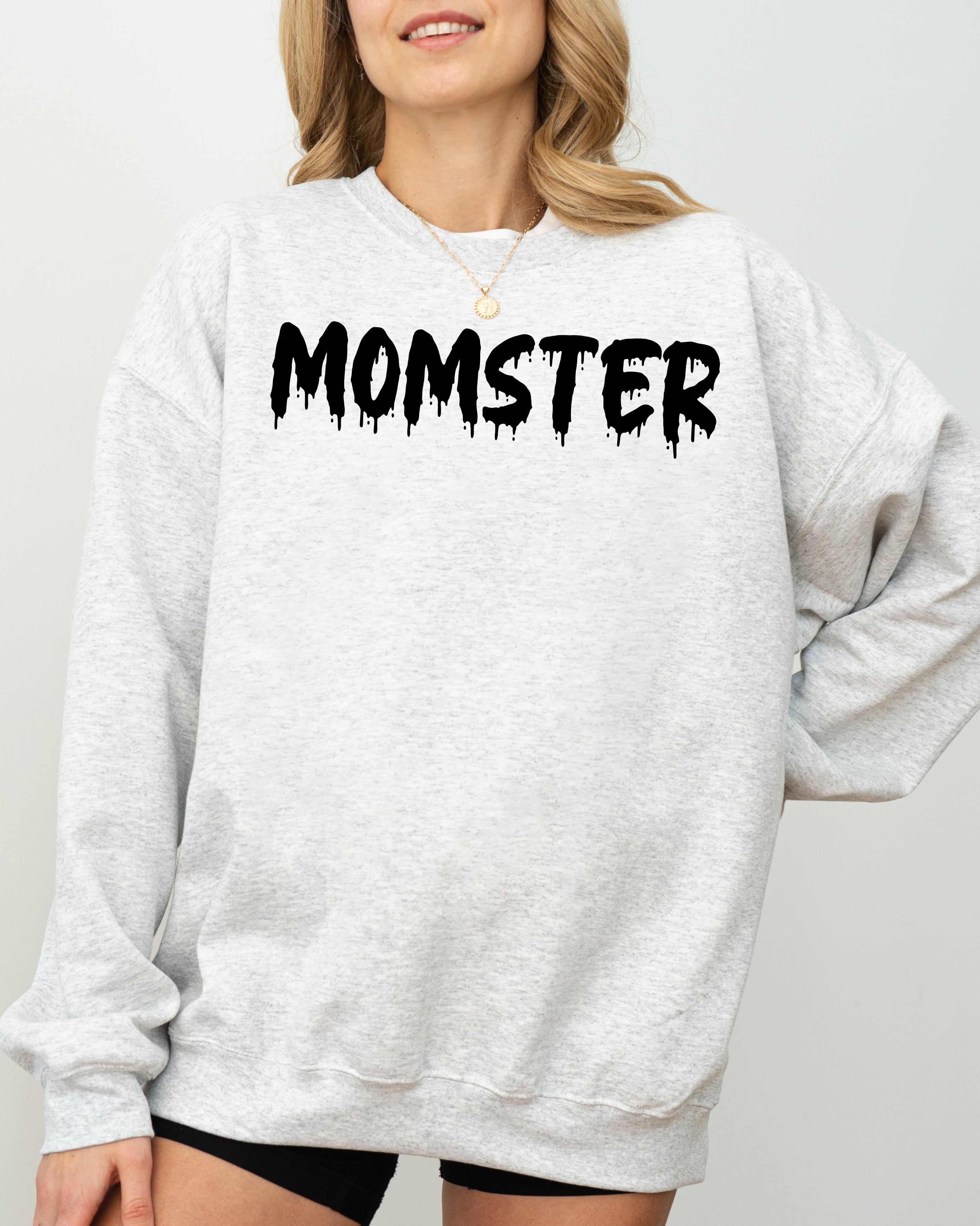 Momster Skeleton Ghost Witch Skull Halloween Costume Spooky Haunting Night Vibe Sweatshirt