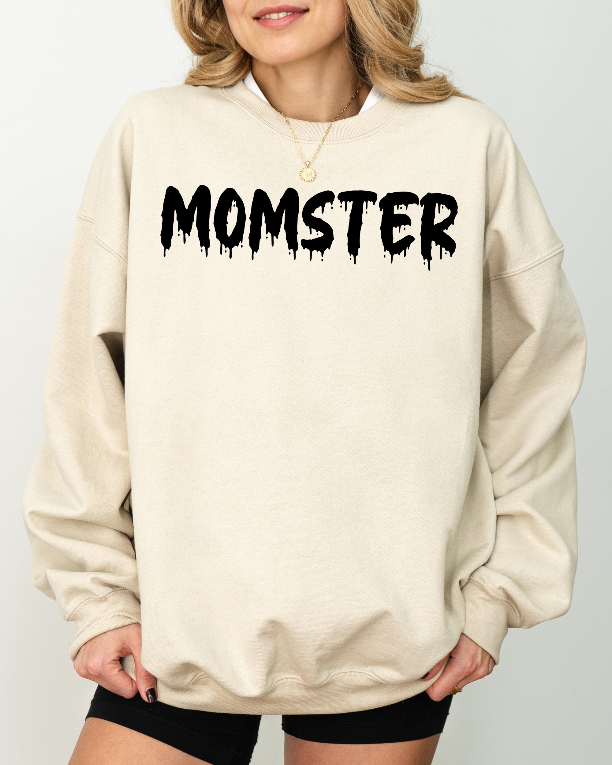 Momster Skeleton Ghost Witch Skull Halloween Costume Spooky Haunting Night Vibe Sweatshirt