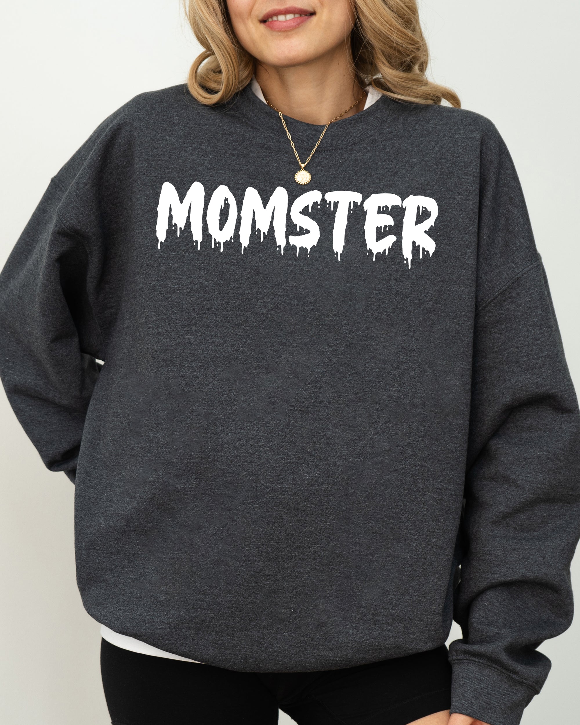 Momster Skeleton Ghost Witch Skull Halloween Costume Spooky Haunting Night Vibe Sweatshirt
