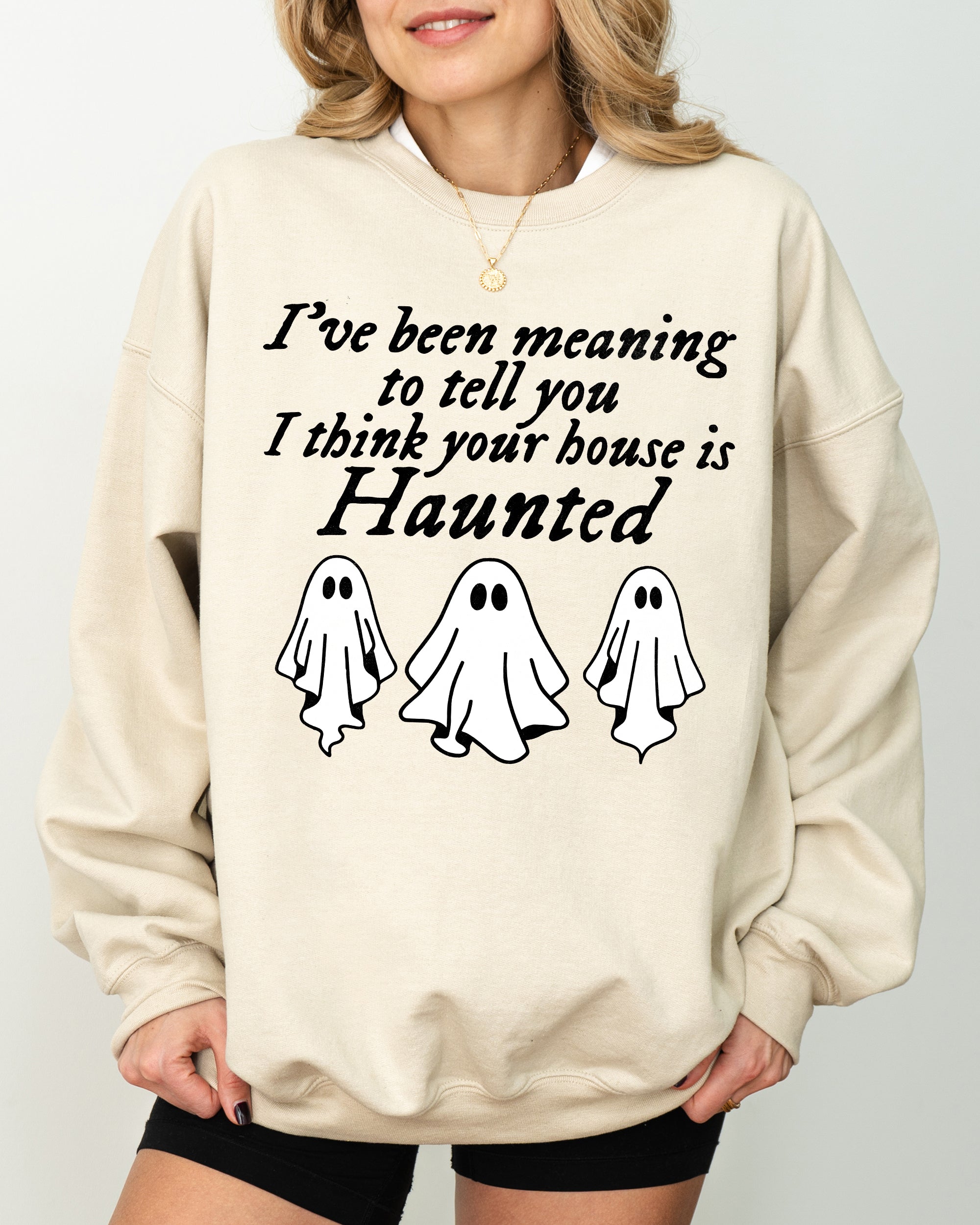 Mini Ghosts Haunted House Skeleton Witch Skull Spooky Halloween Meme Costume Sweatshirt