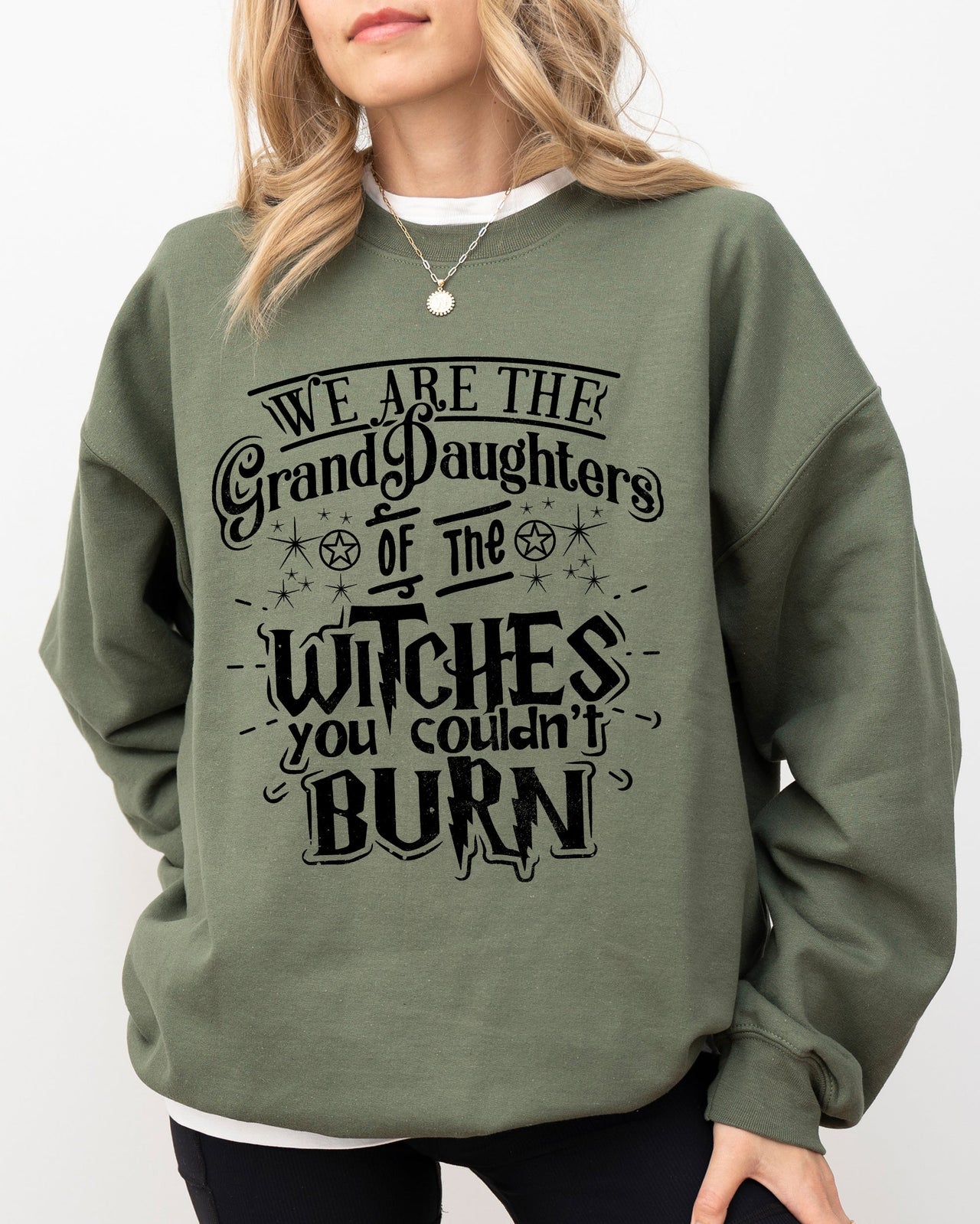 Granddaughters of the Witches Skeleton Witch Spooky Aesthetic Halloween Meme Costume Sweatshirt