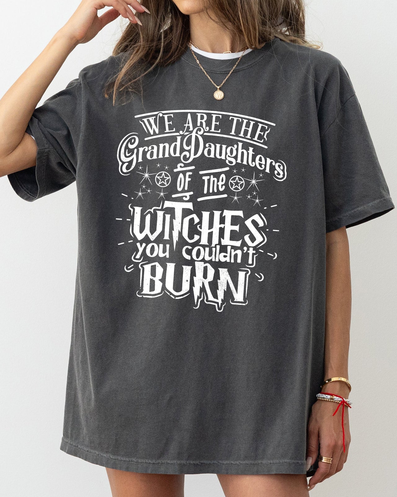Granddaughters Of The Witches Skeleton Witch Skull Spooky Aesthetic Meme Halloween Costume Comfort Colors Tee