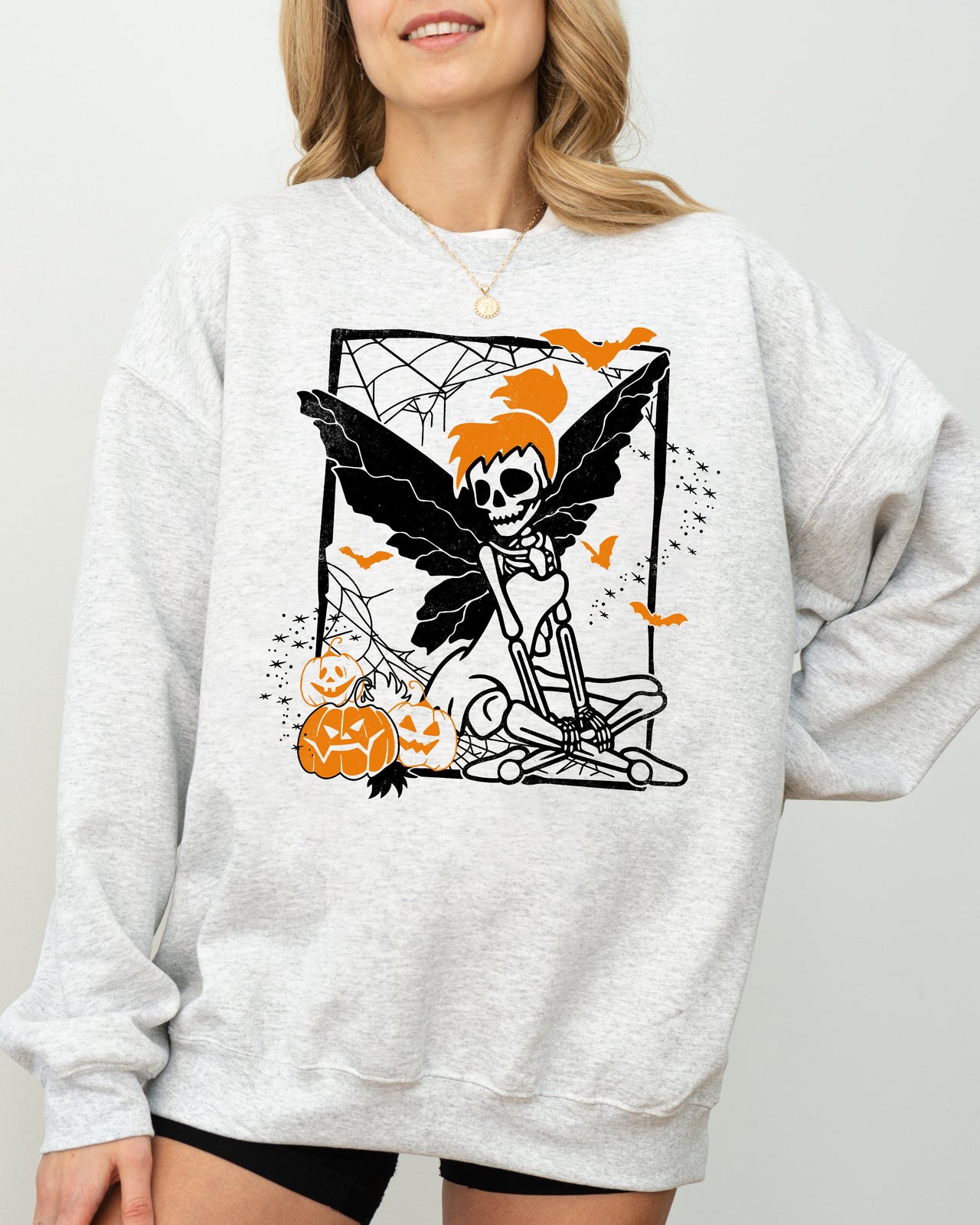 Fairy Skeleton Ghost Skull Spooky Aesthetic Meme Halloween Costume Graphic Sweatshirt
