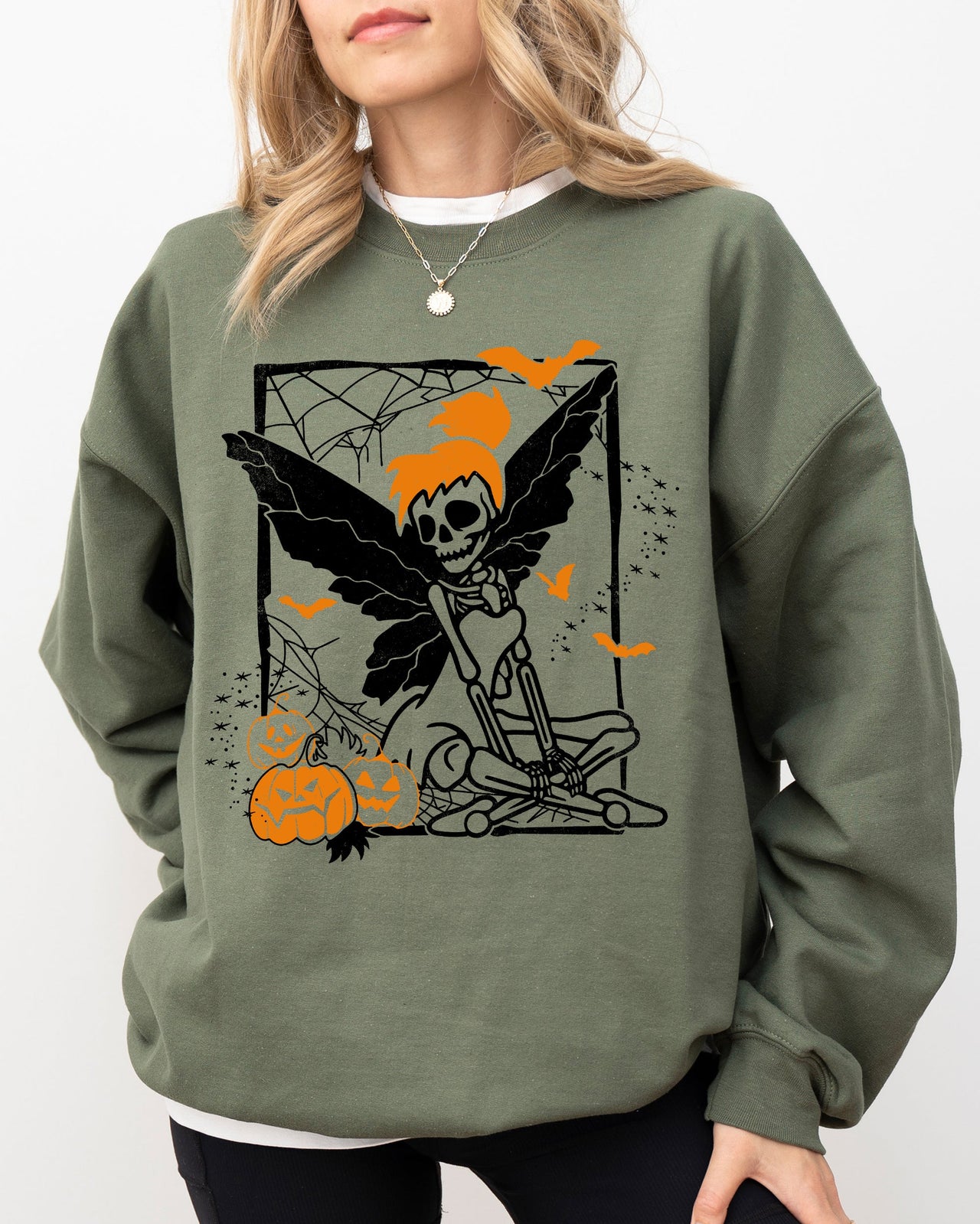 Fairy Skeleton Ghost Skull Spooky Aesthetic Meme Halloween Costume Graphic Sweatshirt