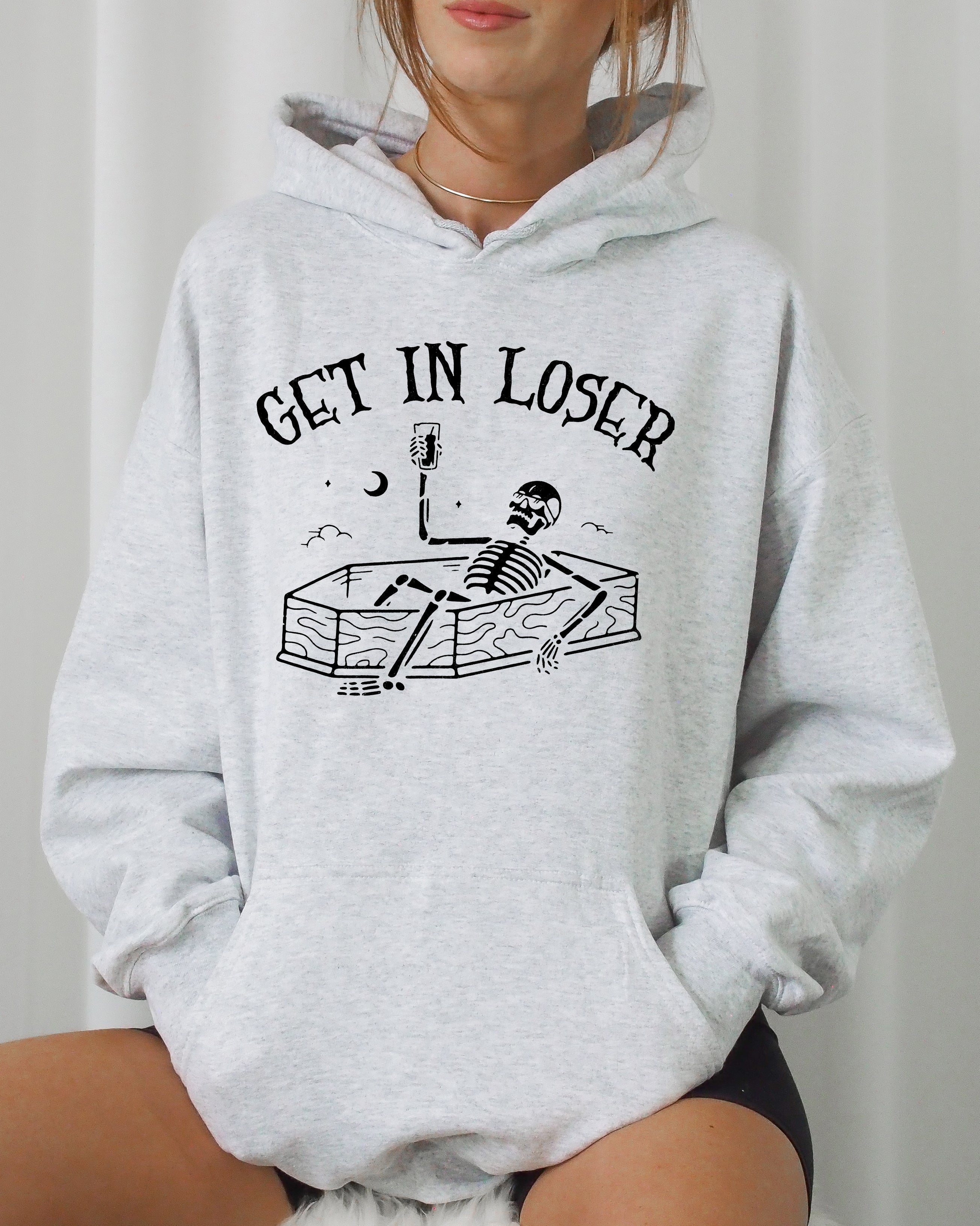 Get In Loser Skeleton Witch Ghost Skull Spooky Aesthetic Meme Halloween Costume Hoodie