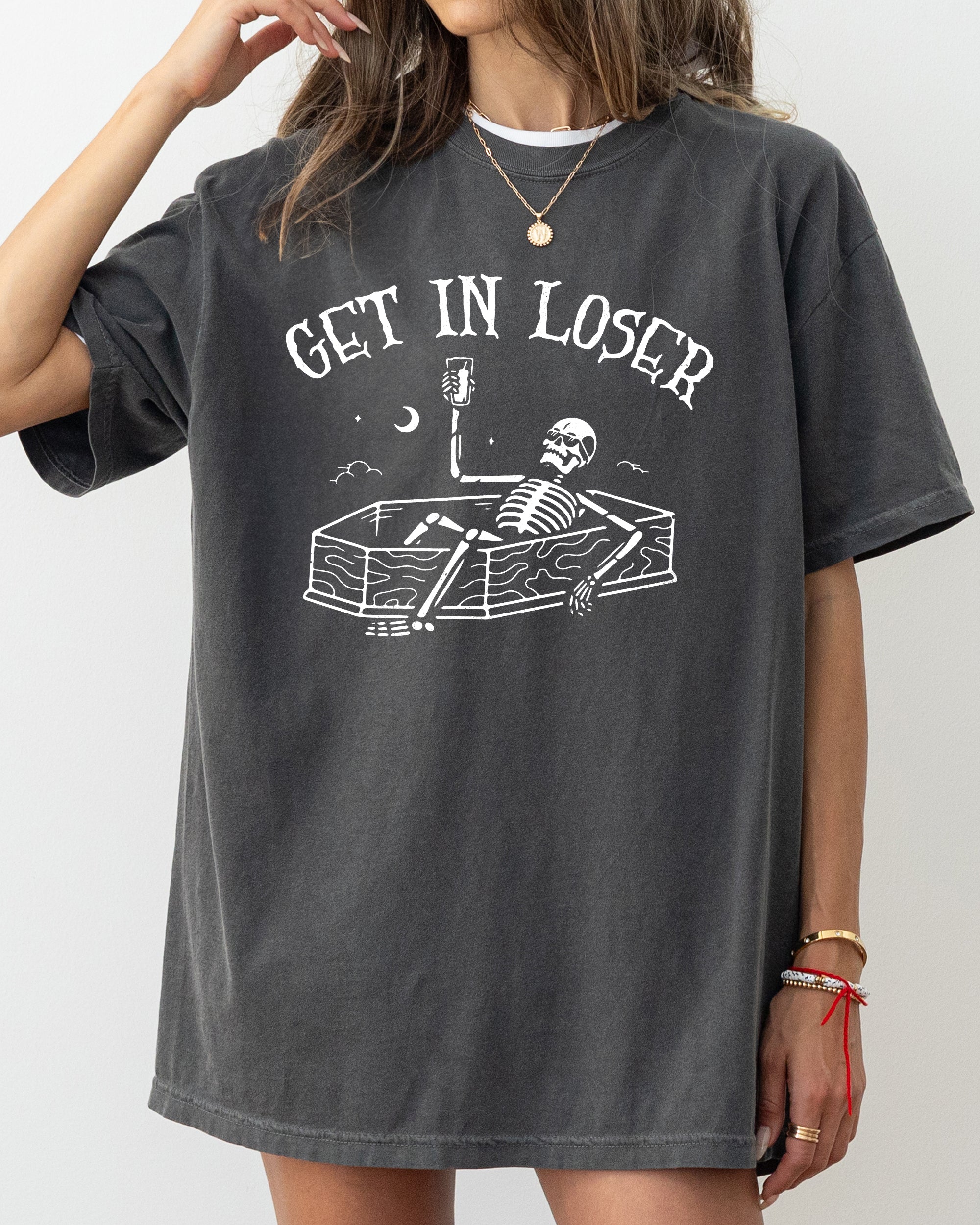 Get In Loser Skeleton Witch Ghost Skull Spooky Aesthetic Meme Halloween Costume Comfort Colors Tee