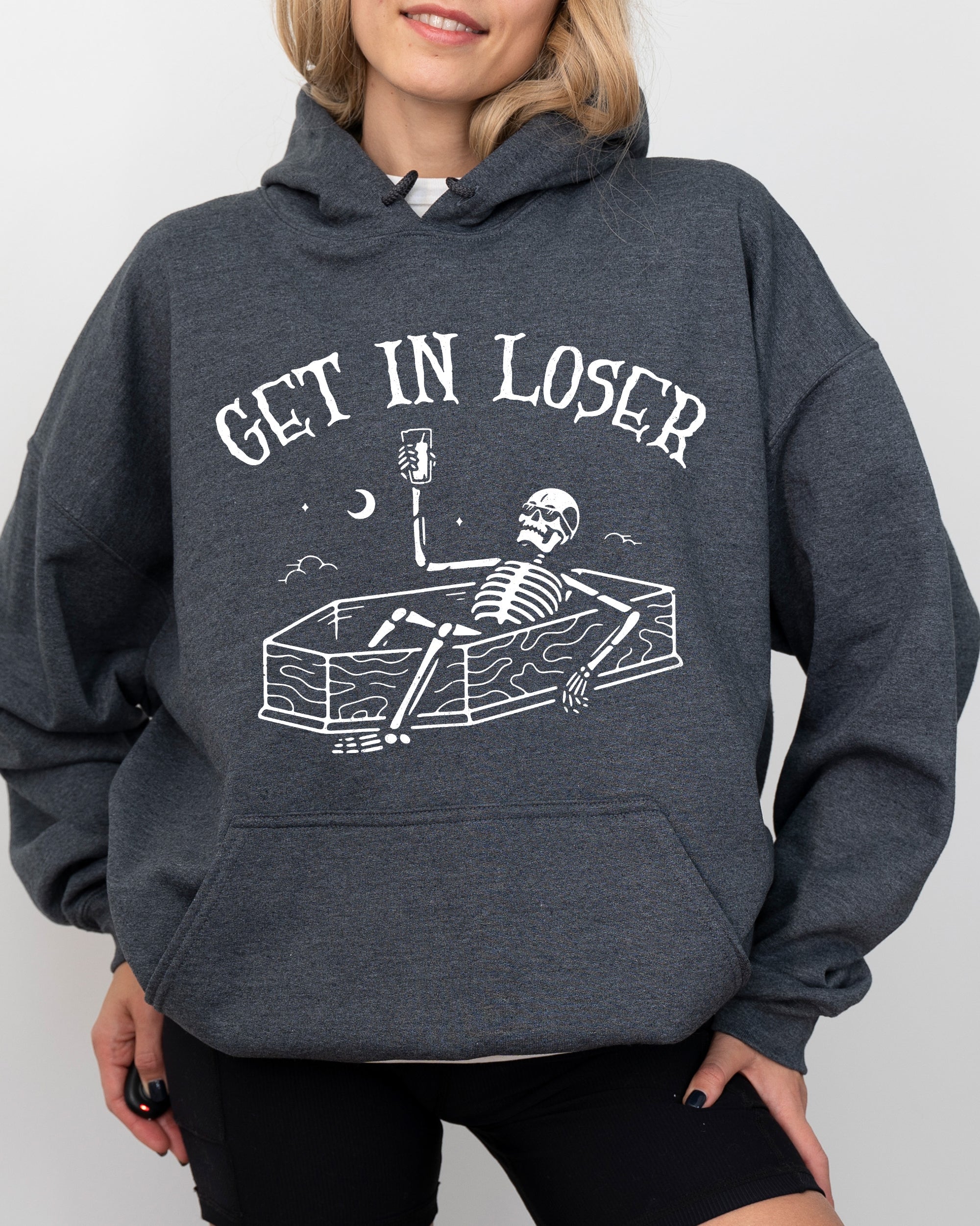 Get In Loser Skeleton Witch Ghost Skull Spooky Aesthetic Meme Halloween Costume Hoodie