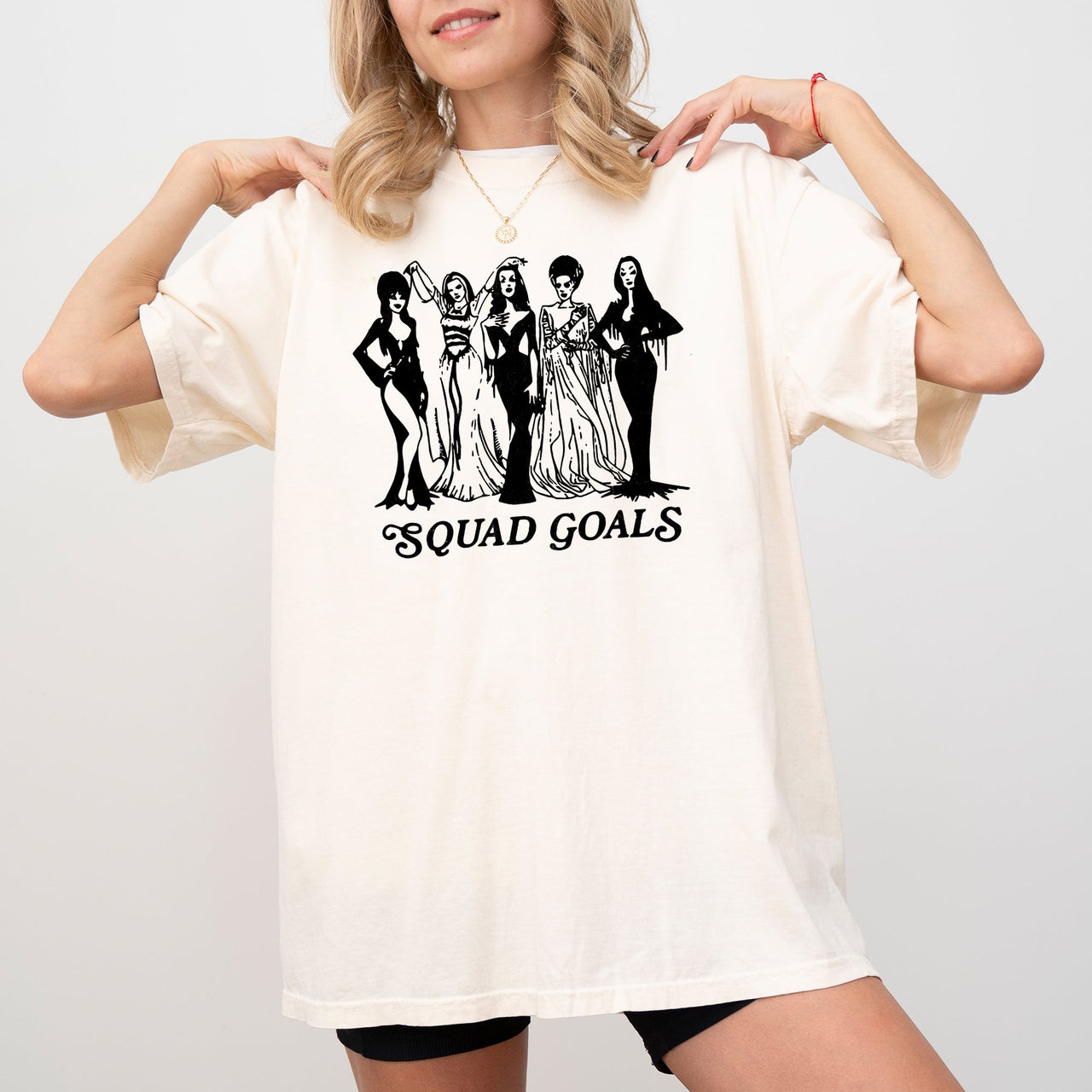 Squad Goals Skeleton Ghost Witch Skull Spooky Halloween Meme Graphic Comfort Colors Tee