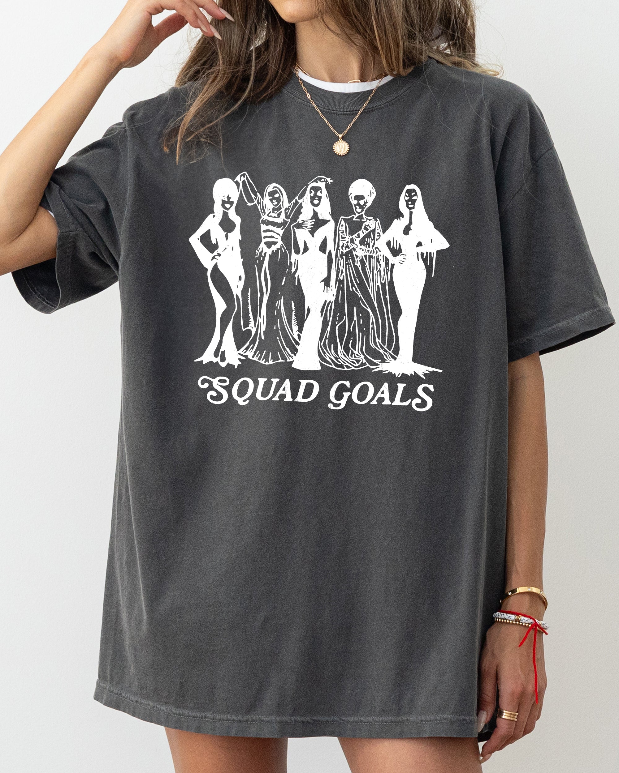 Squad Goals Skeleton Ghost Witch Skull Spooky Halloween Meme Graphic Comfort Colors Tee