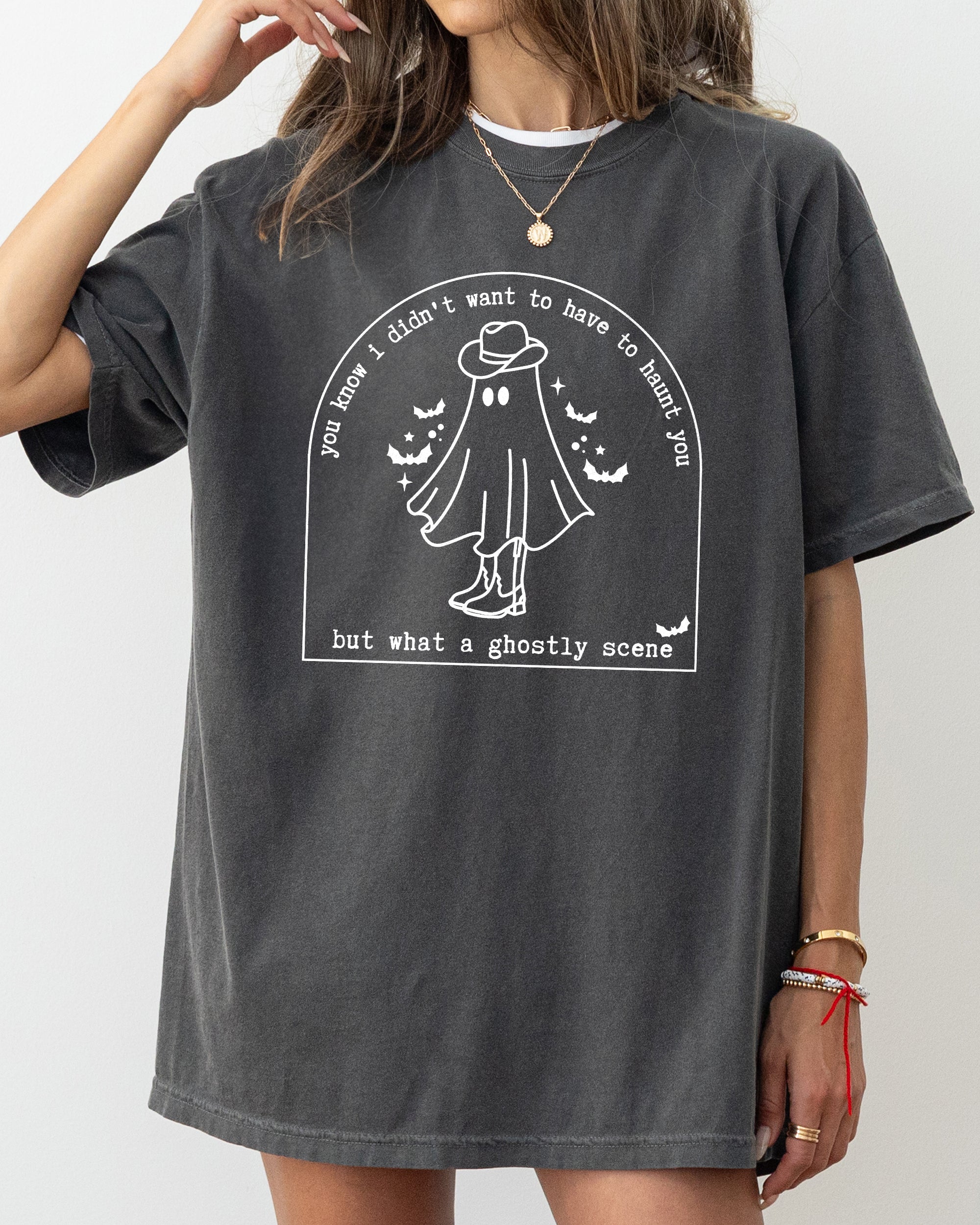 Ghostly Scene Ghosts Skeleton Witch Skull Spooky Meme Halloween Costume Comfort Colors Tee