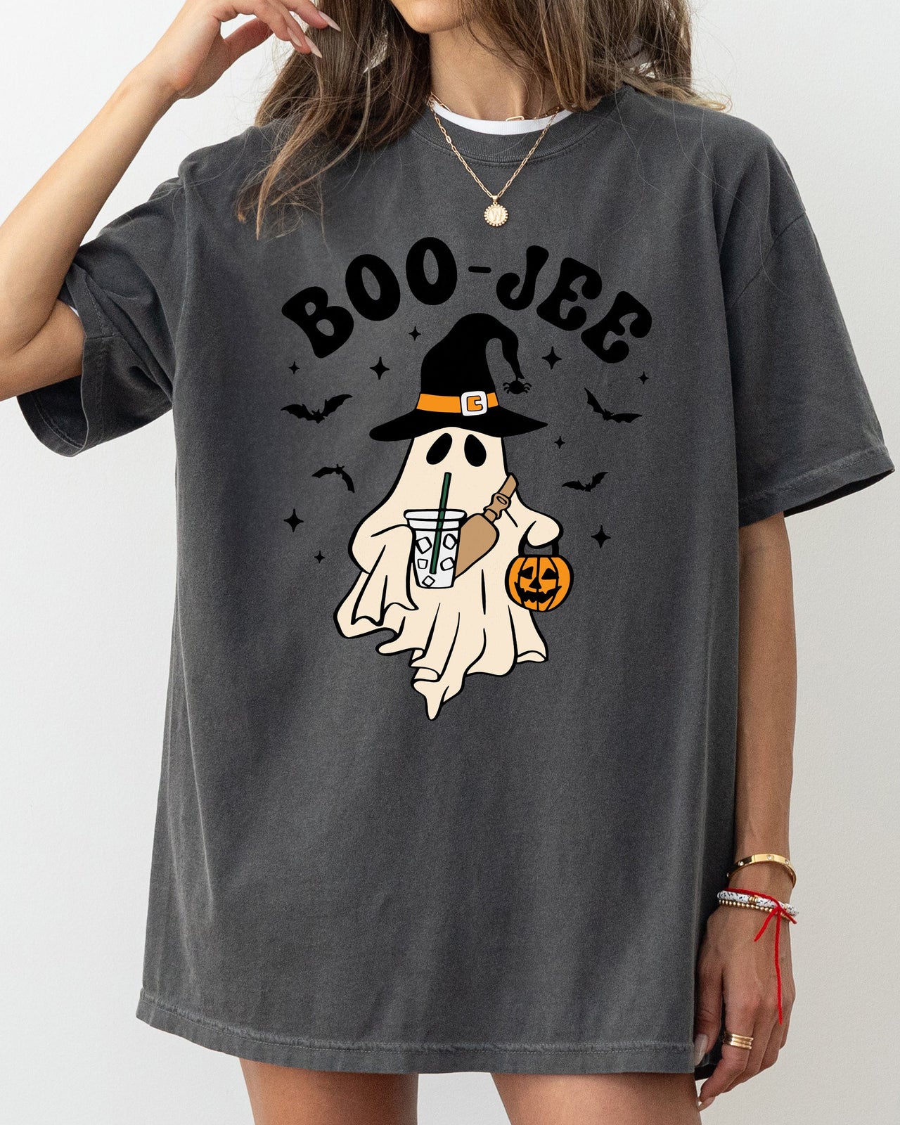 Boo-Jee Halloween Cowboy Ghost Western Skeleton Witch Skull Graphic Comfort Colors Tee