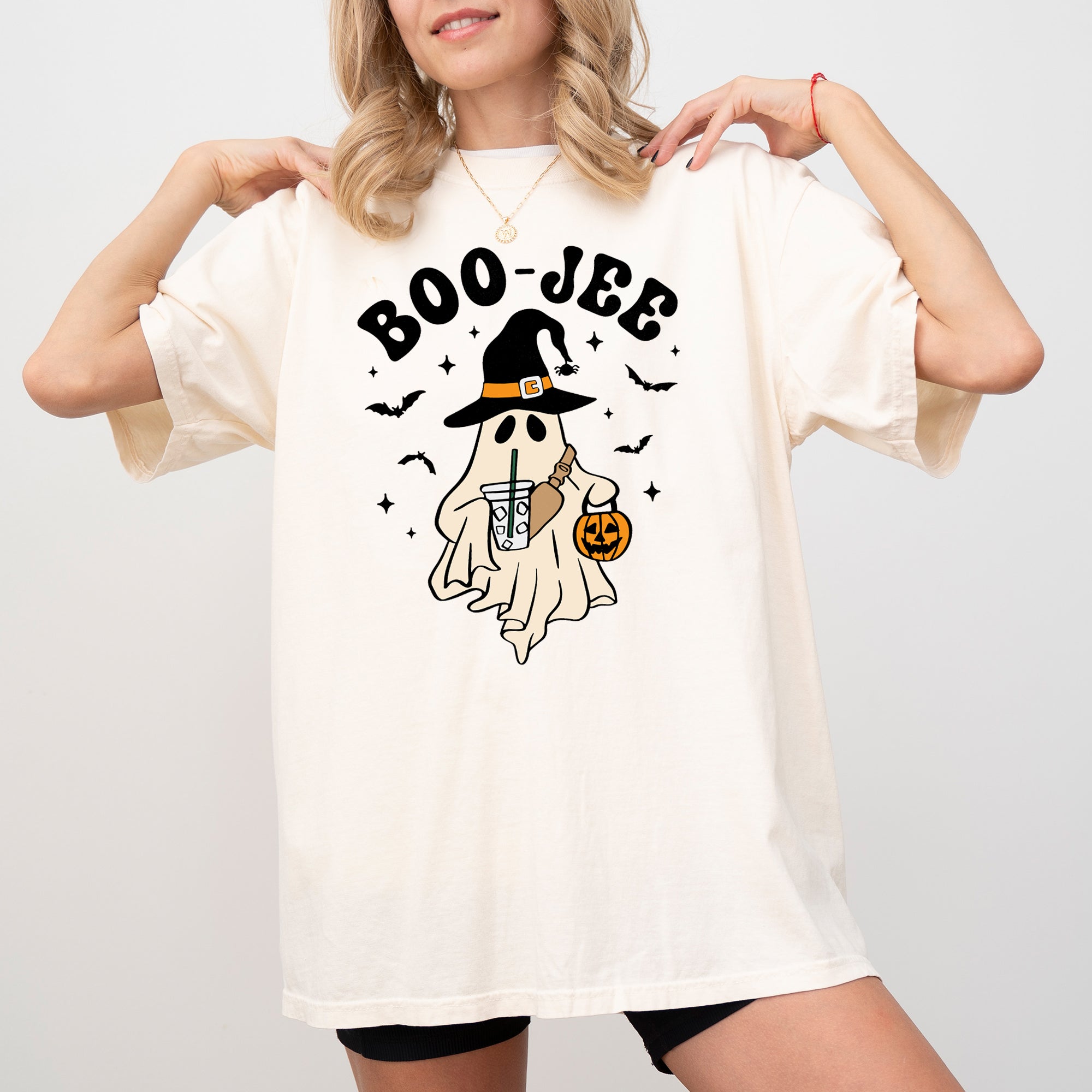 Boo-Jee Halloween Cowboy Ghost Western Skeleton Witch Skull Graphic Comfort Colors Tee