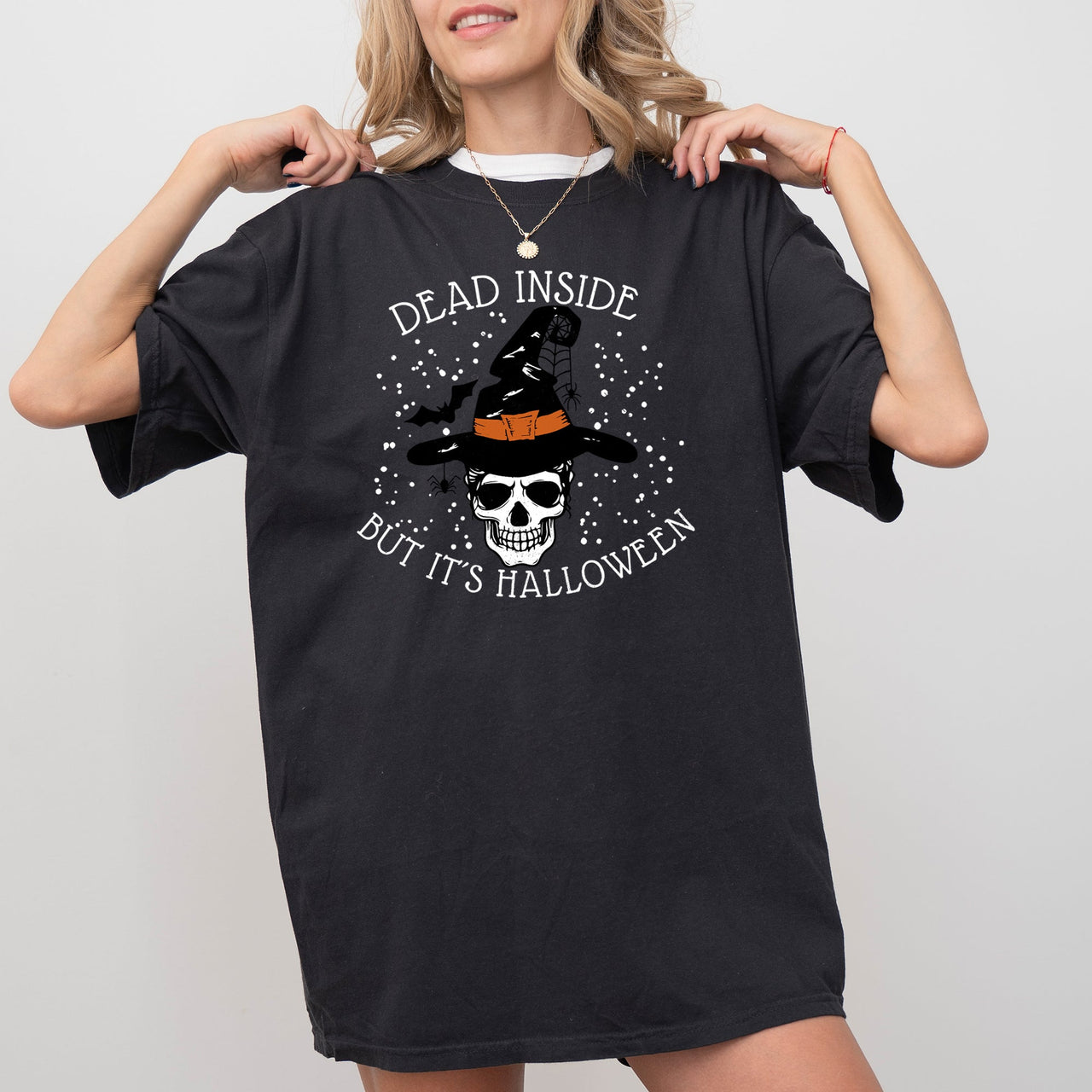 Dead Inside Skeleton Ghost Western Witch Skull Aesthetic Halloween Meme Costume Comfort Colors Tee